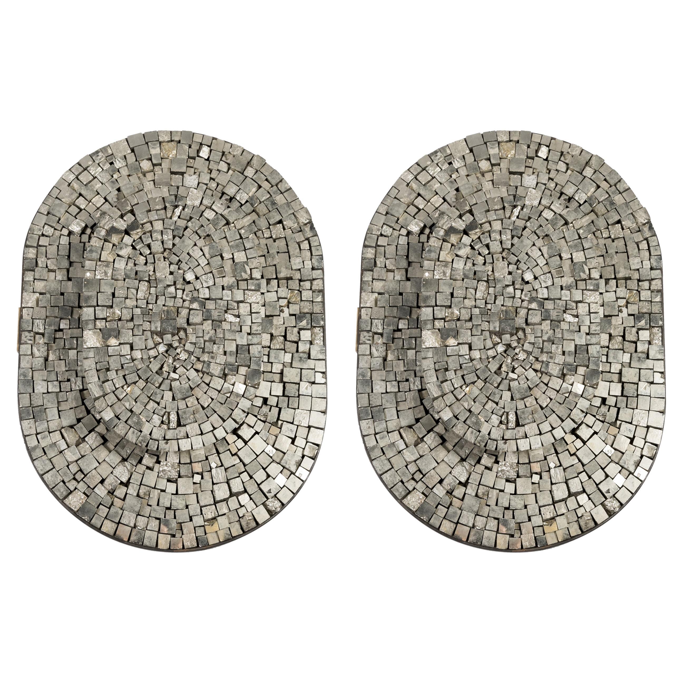 Rare Pair of Pyrite Stones Wall Light by Georges Mathias