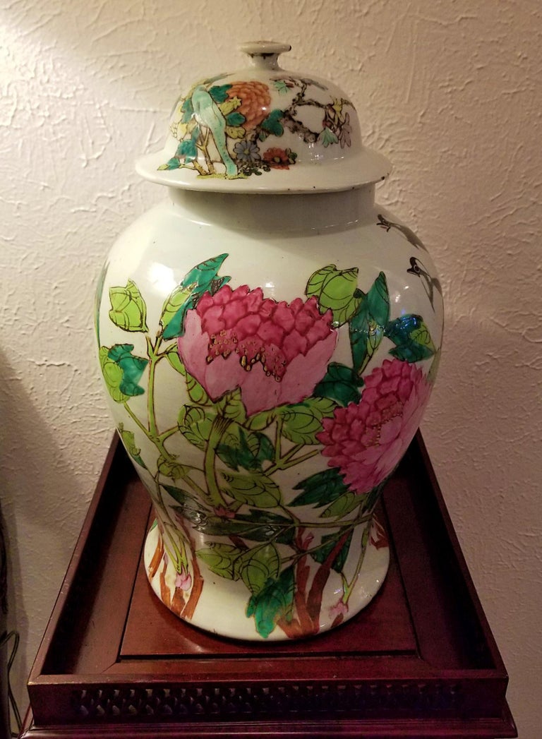 Rare Pair of Antique Chinese Lidded Ginger Jars at 1stDibs