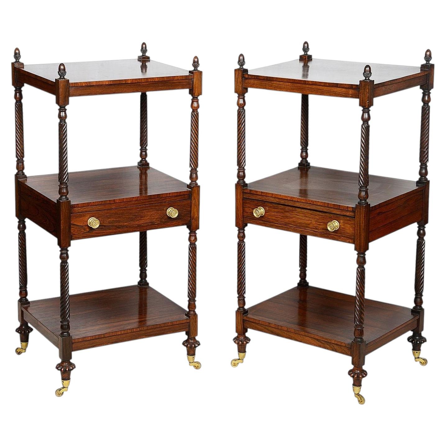 Rare pair of Regency 3 tier what-nots, circa 1820 For Sale