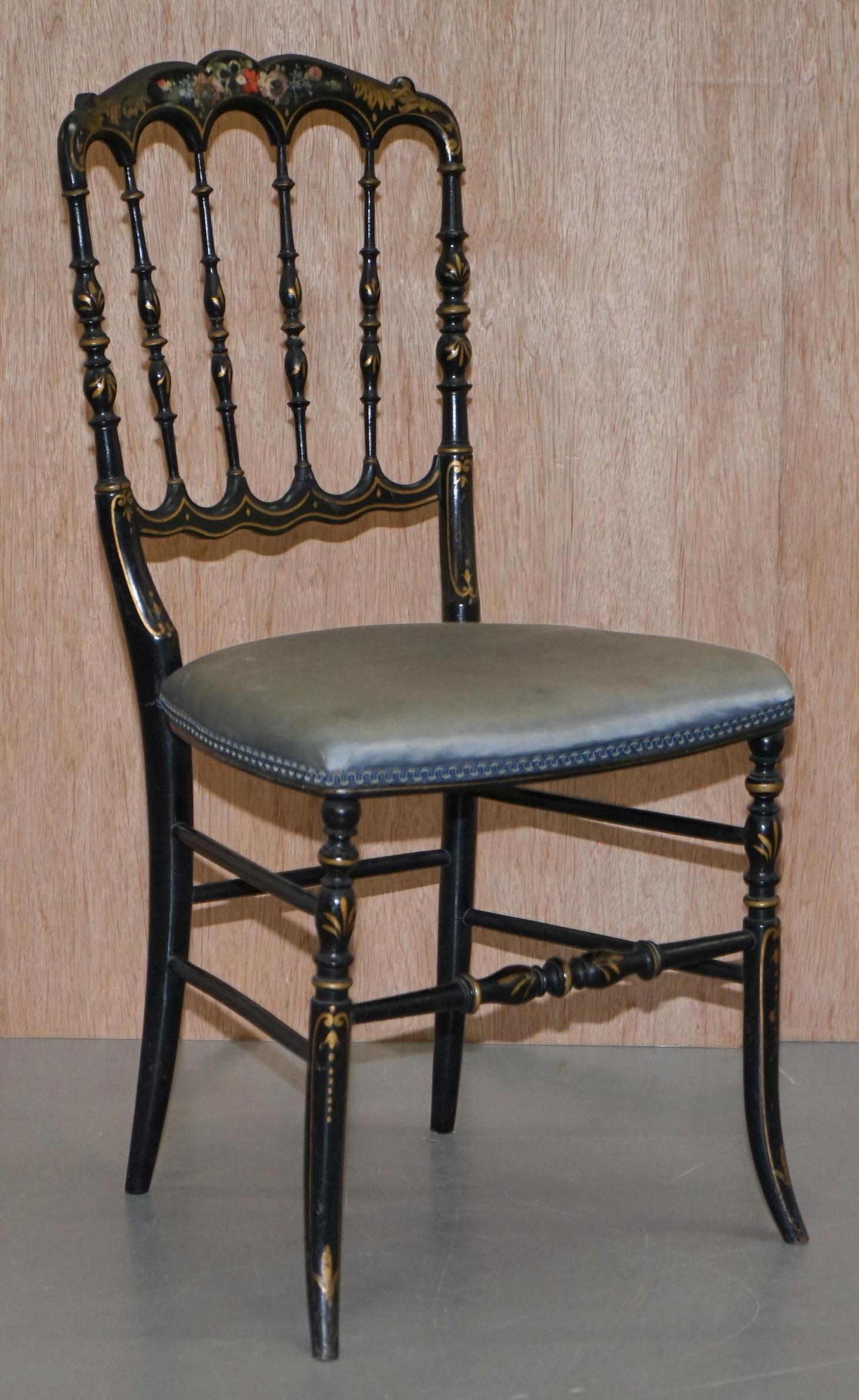 We are delighted to this lovely pair of early 19th century Regency chinoiserie ebonized occasional chairs 

I absolutely love these chairs, they are very rare, the paintwork is nicely faded and worn as you would expect for a piece over 200 years