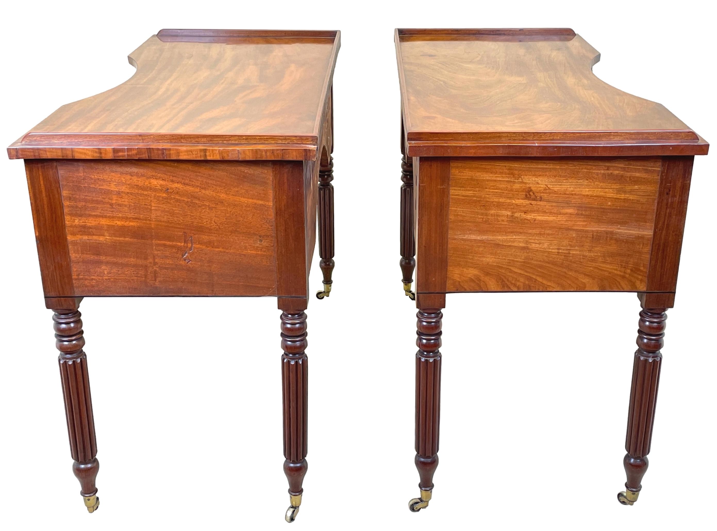 English Rare Pair Of Regency Mahogany Dressing Tables For Sale