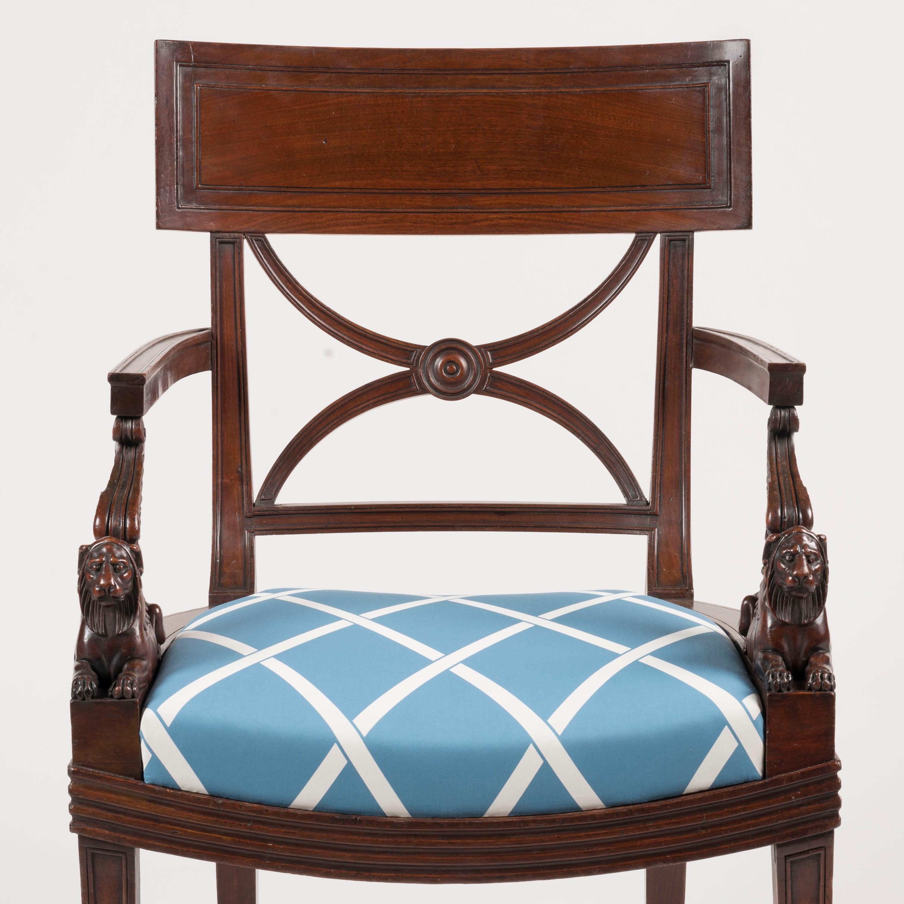 Rare Pair of Regency Period Mahogany Armchairs designed by Thomas Hope For Sale 3
