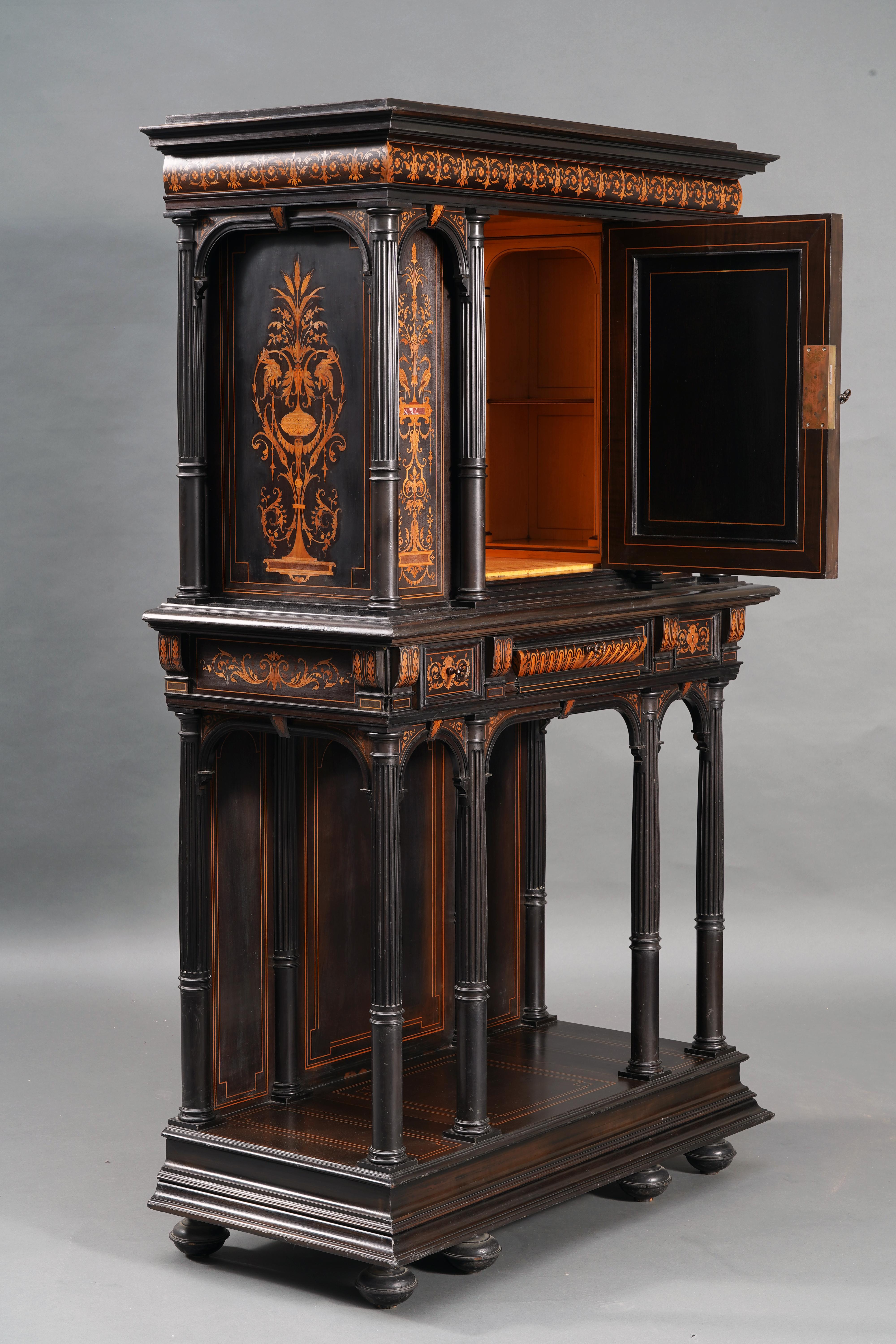 Rare Pair of Renaissance Revival Cabinet Attributed to F. Linke, France, c. 1880 For Sale 2