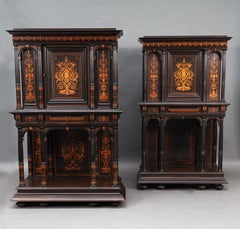 Rare paire d'armoires néo-Renaissance attribuée à F. Linke, France, vers 1880