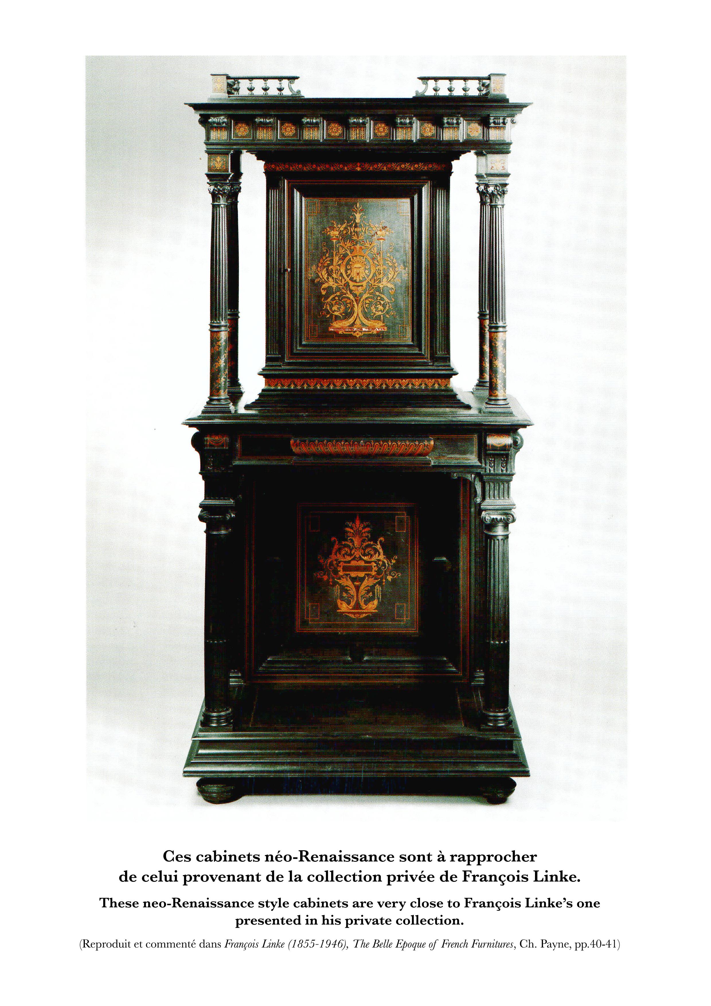 Rare Pair of Renaissance Revival Cabinet Attributed to F. Linke, France, c. 1880 For Sale 4