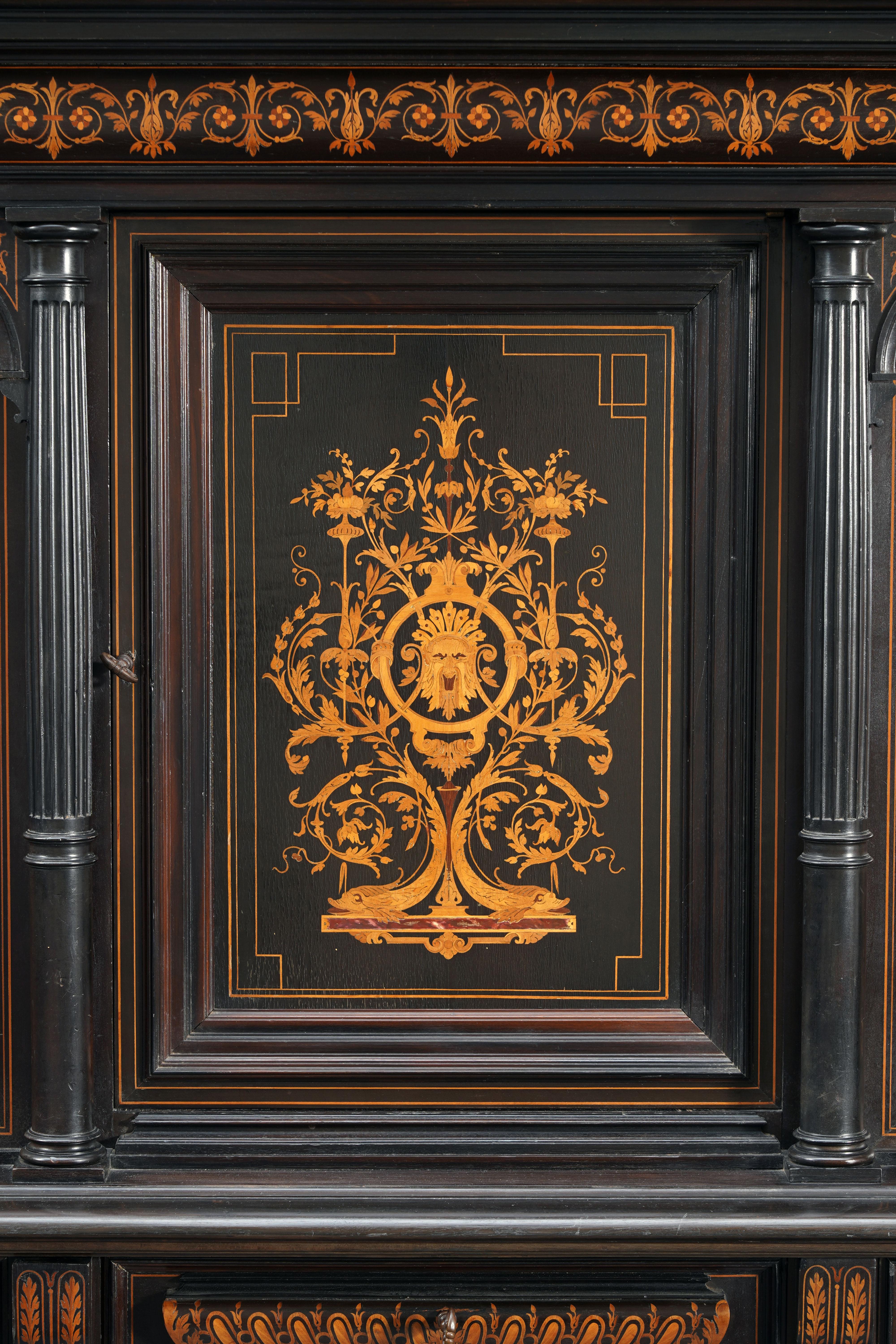 Wood Rare Pair of Renaissance Revival Cabinet Attributed to F. Linke, France, c. 1880 For Sale