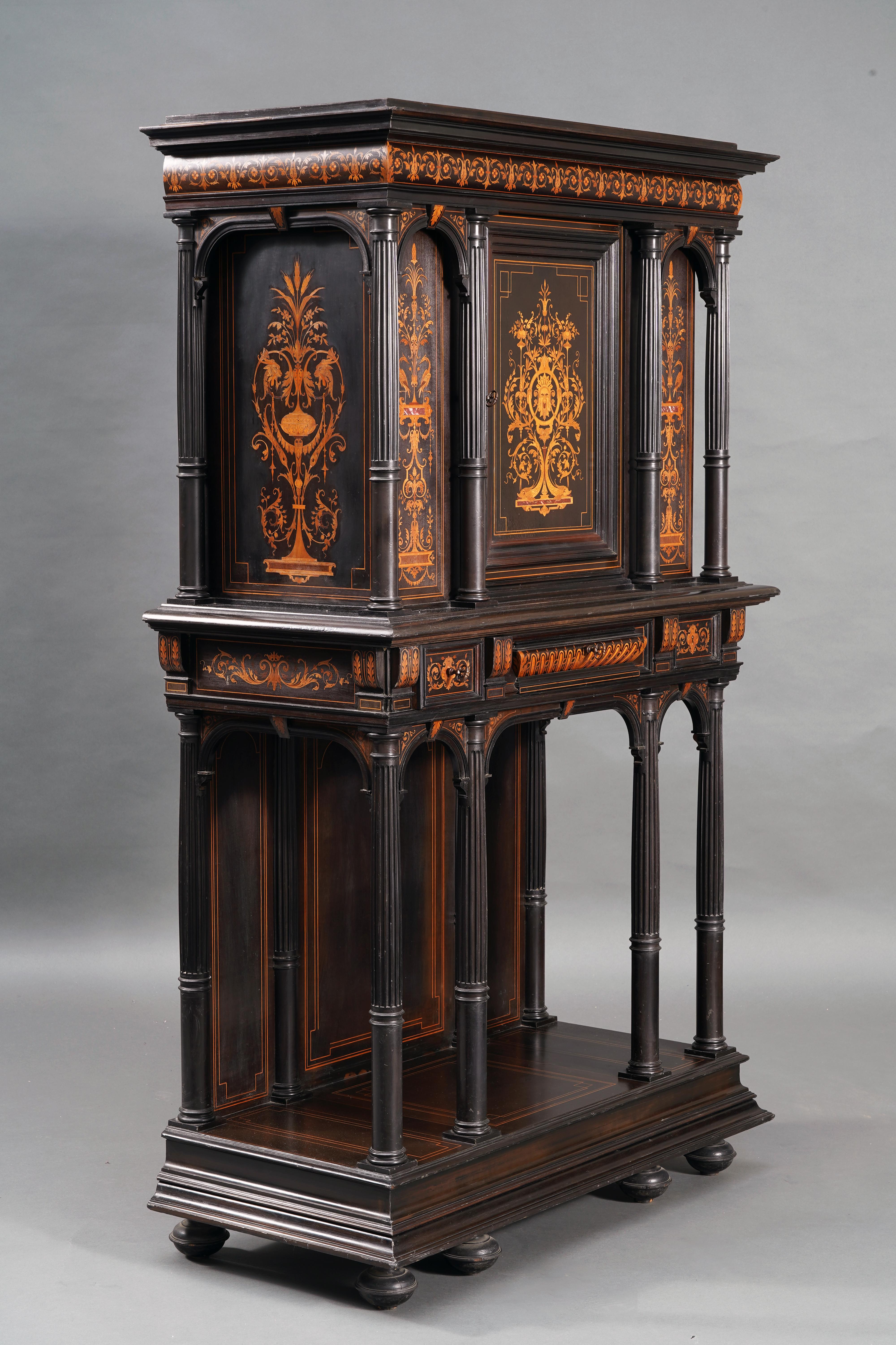 Rare Pair of Renaissance Revival Cabinet Attributed to F. Linke, France, c. 1880 For Sale 1