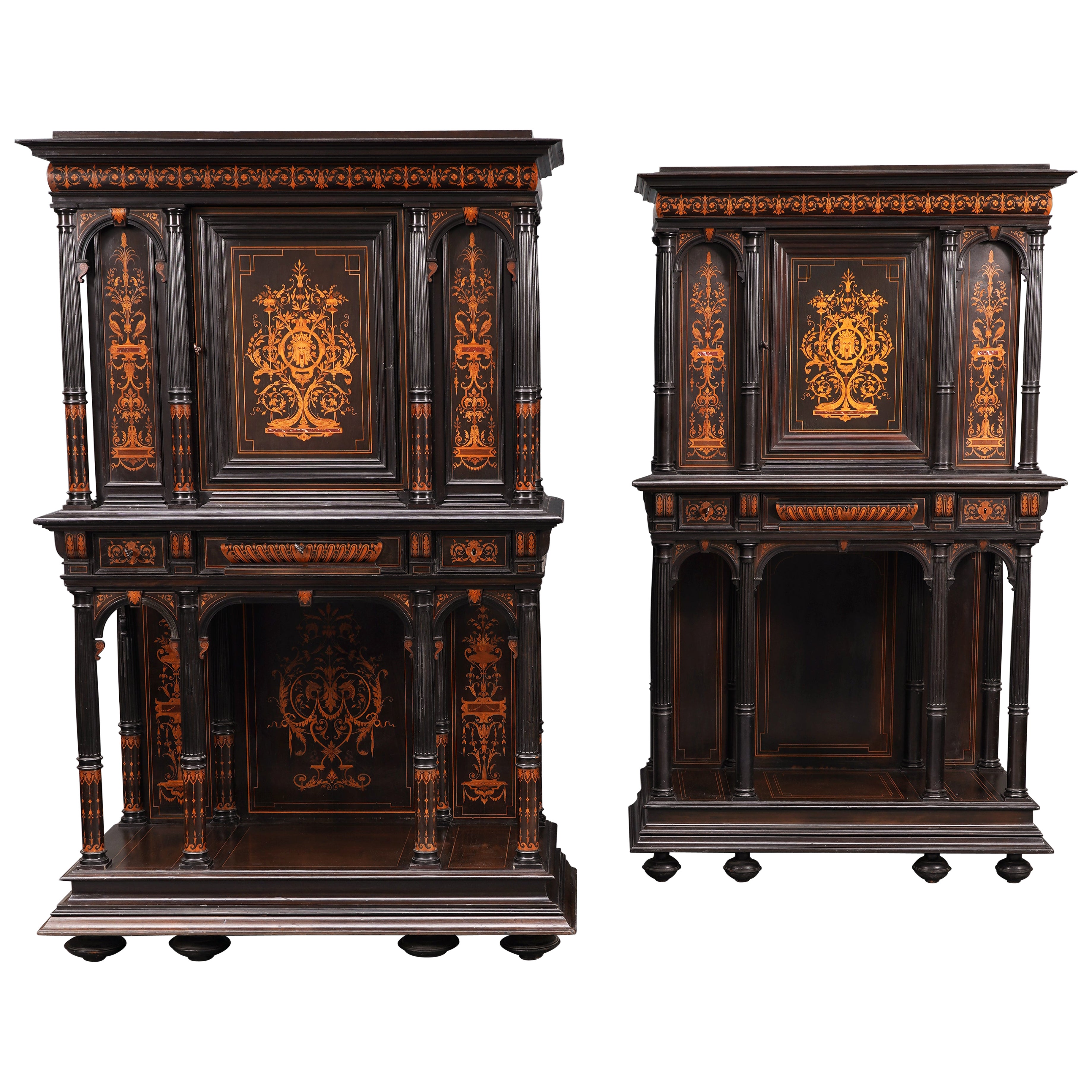 Rare Pair of Renaissance Revival Cabinet Attributed to F. Linke, France, c. 1880 For Sale