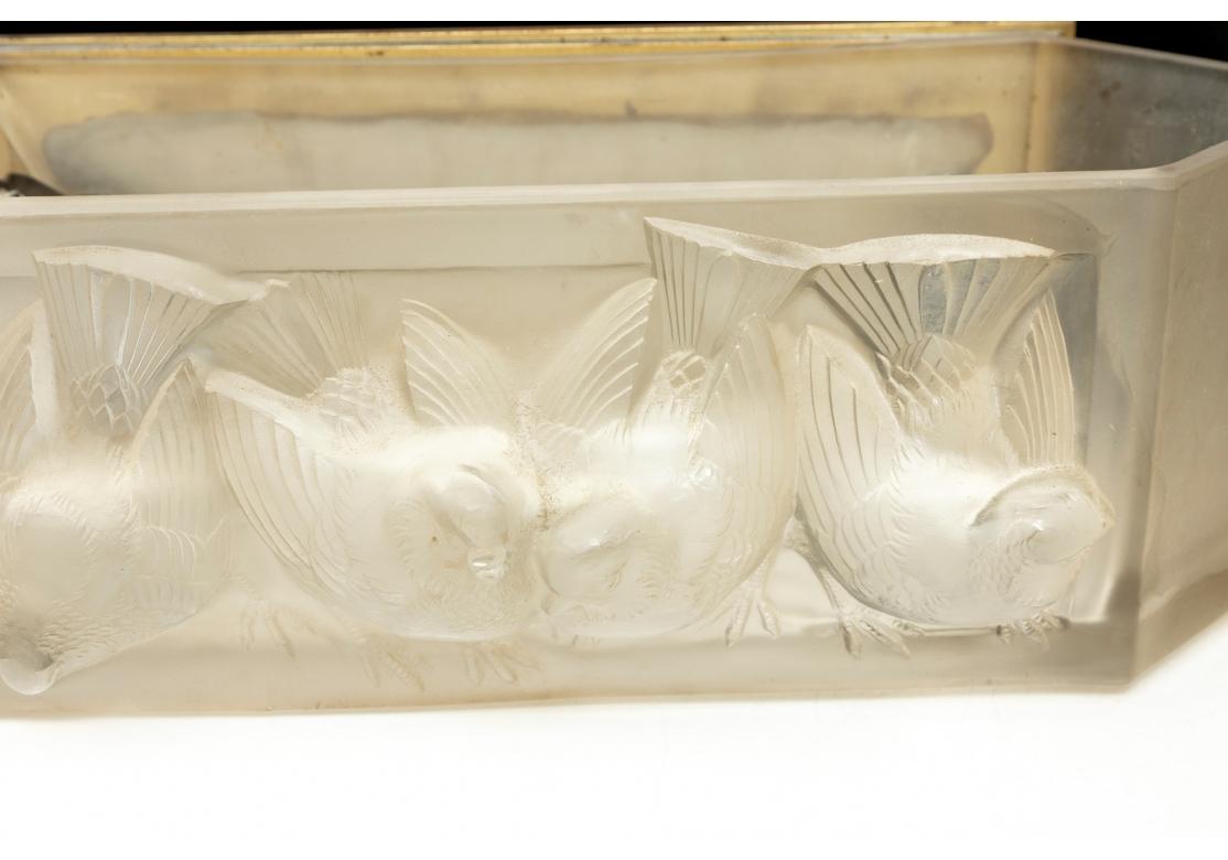 20th Century Rare Pair of Rene Lalique Art Deco Wall Sconces with Sparrows For Sale