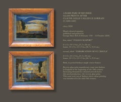 Rare Pair of Reverse Glass Prints After Claude Gelle Called Le Lorrain C.  1820