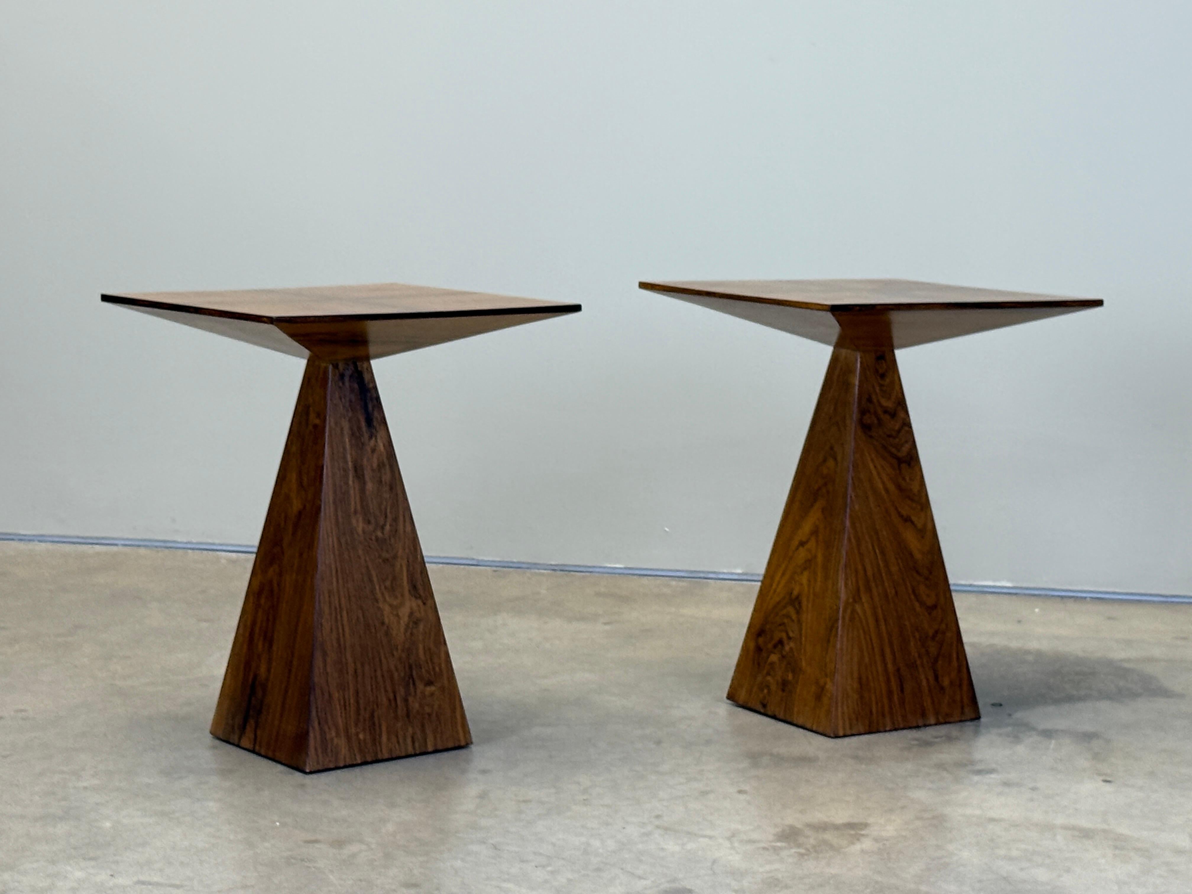 Rare Pair of Rosewood Pyramid Tables by Harvey Probber For Sale 6