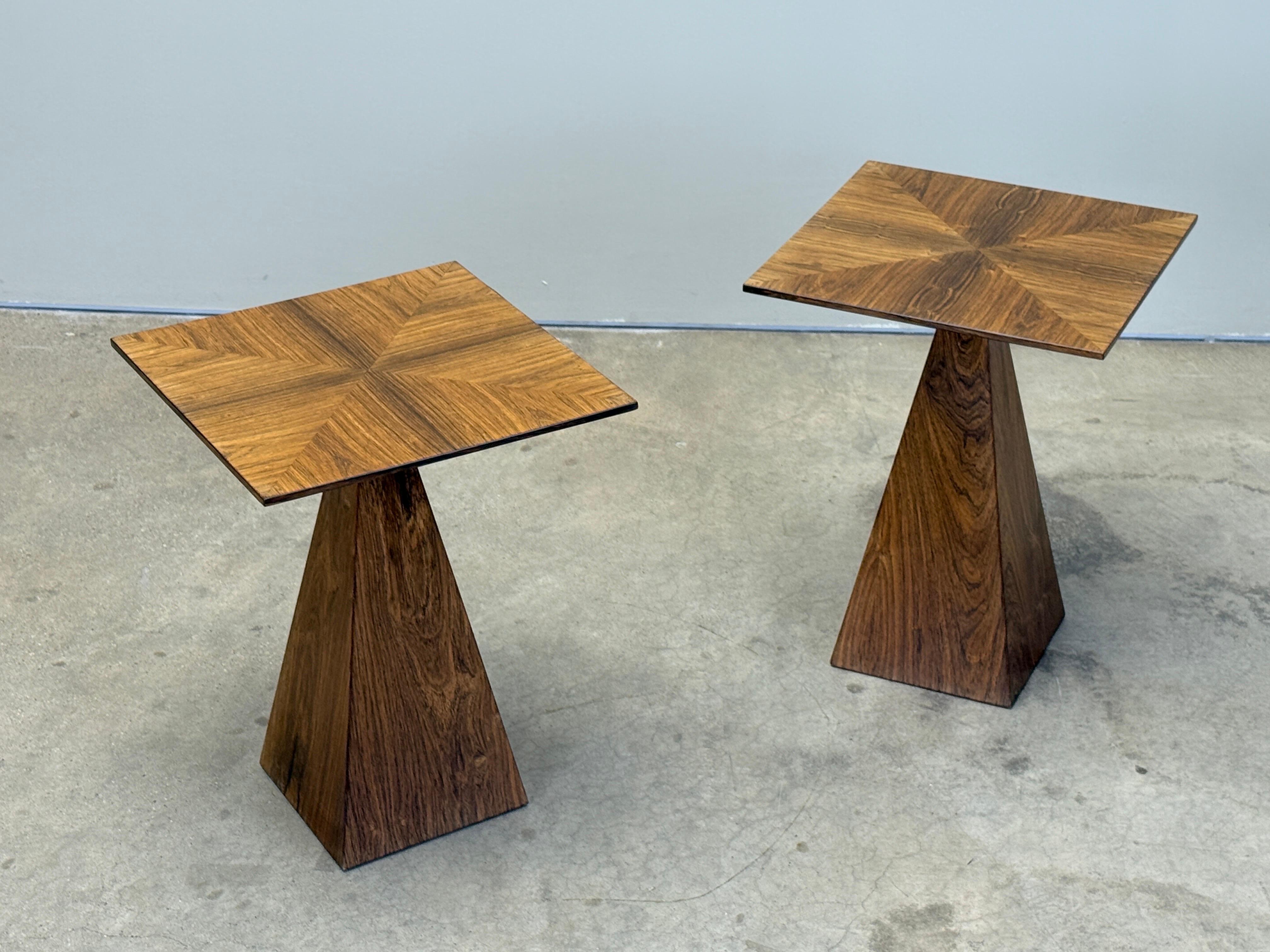 Rare Pair of Rosewood Pyramid Tables by Harvey Probber For Sale 10