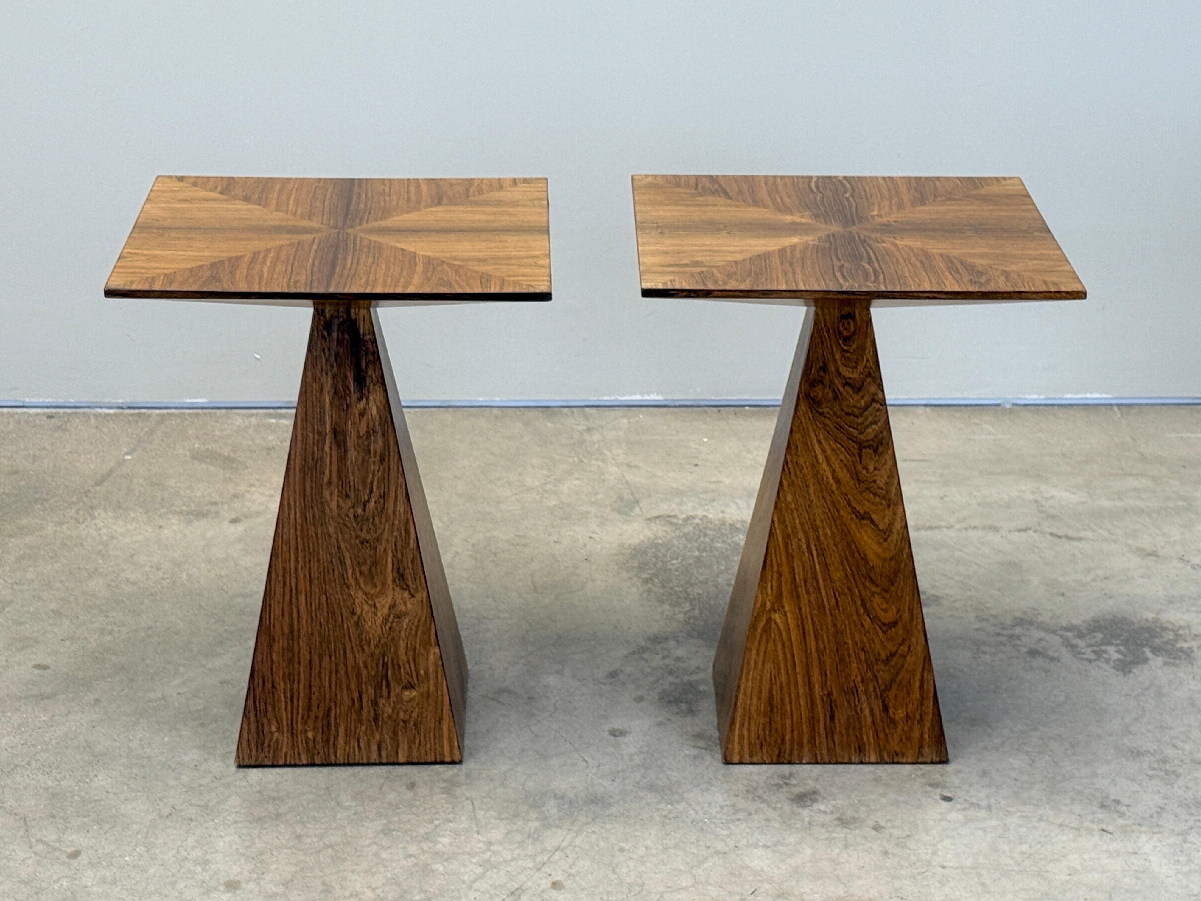 Rare Pair of Rosewood Pyramid Tables by Harvey Probber For Sale 11
