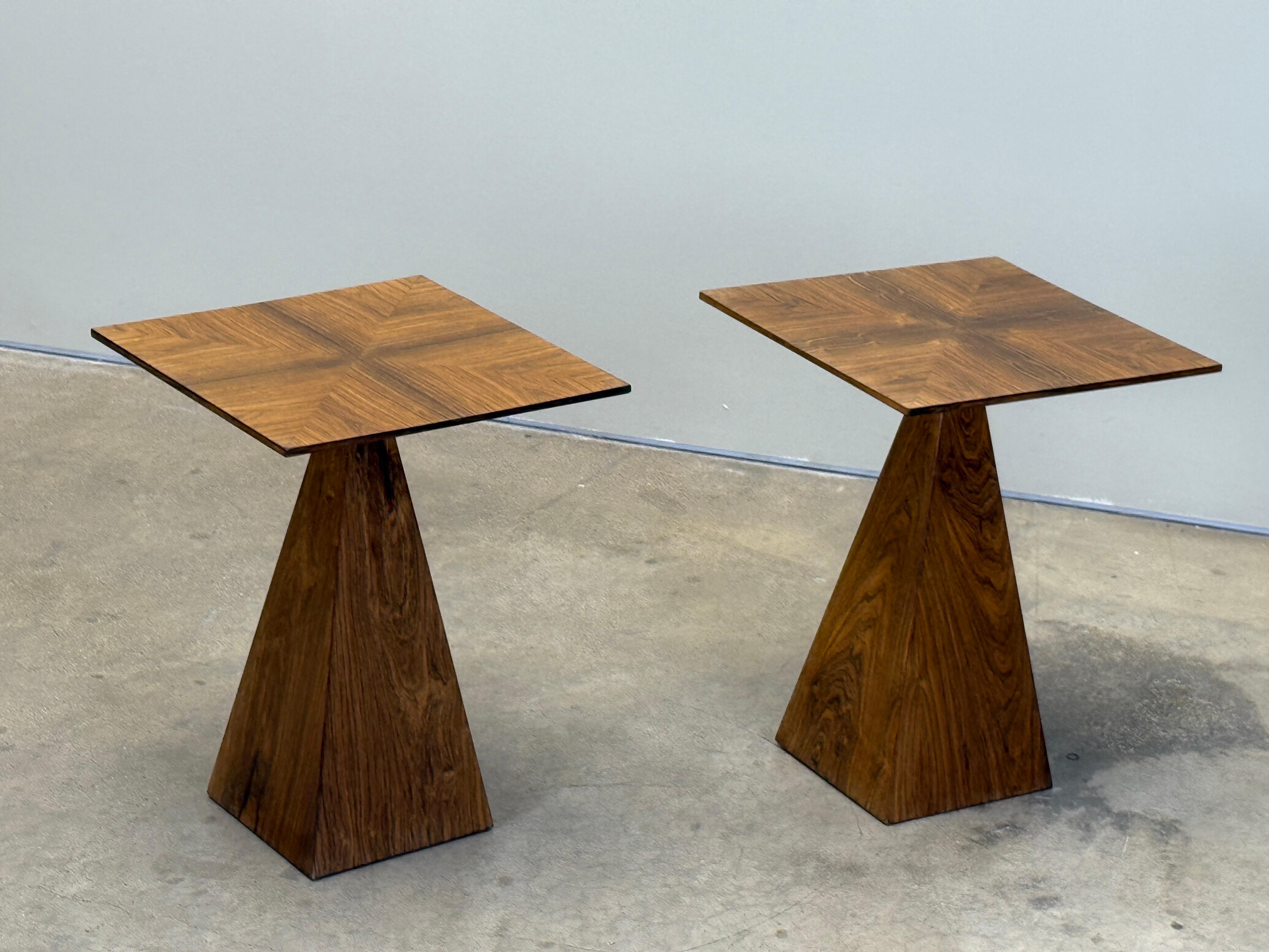 Rare Pair of Rosewood Pyramid Tables by Harvey Probber For Sale 12