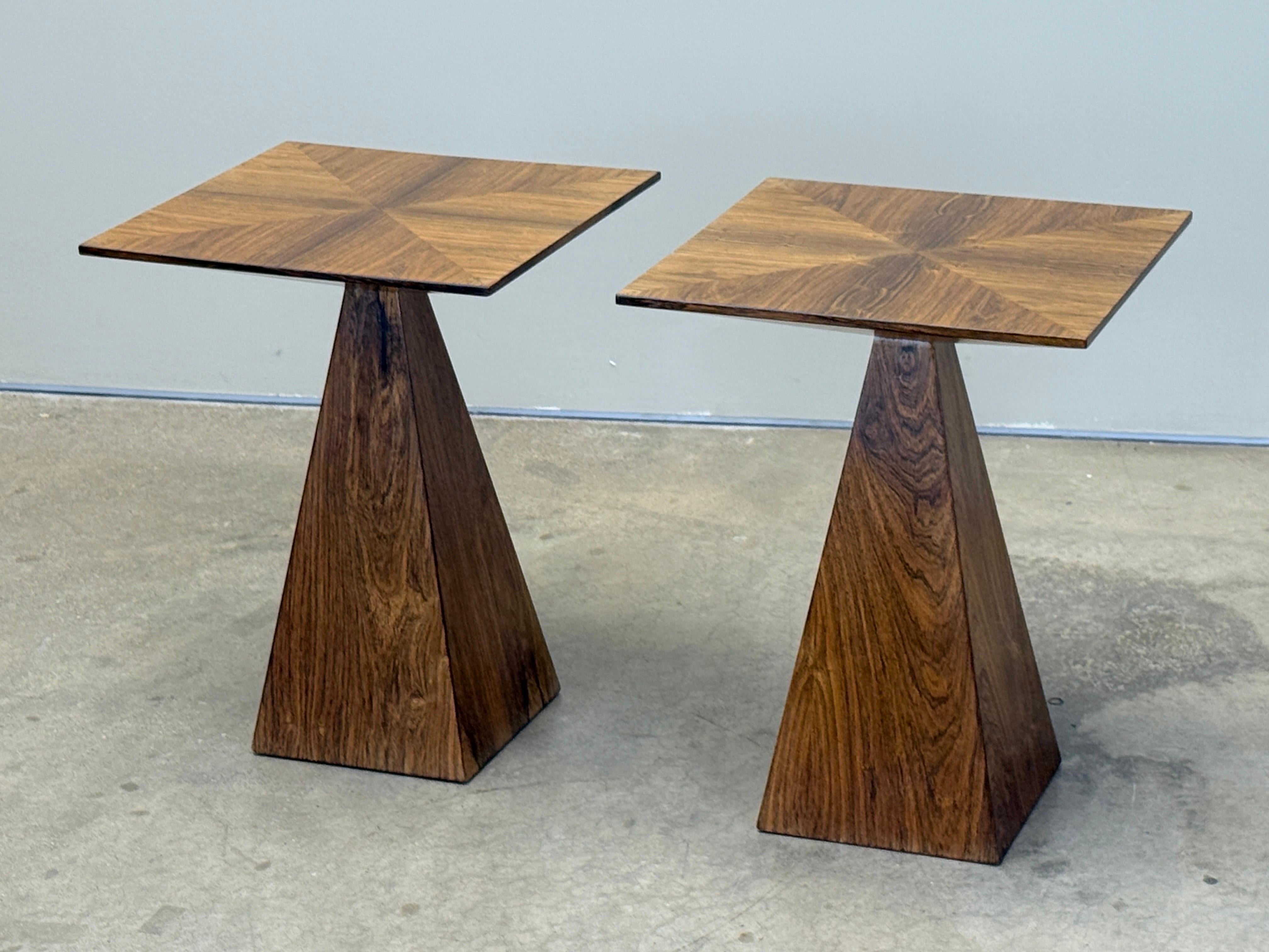 Mid-20th Century Rare Pair of Rosewood Pyramid Tables by Harvey Probber For Sale