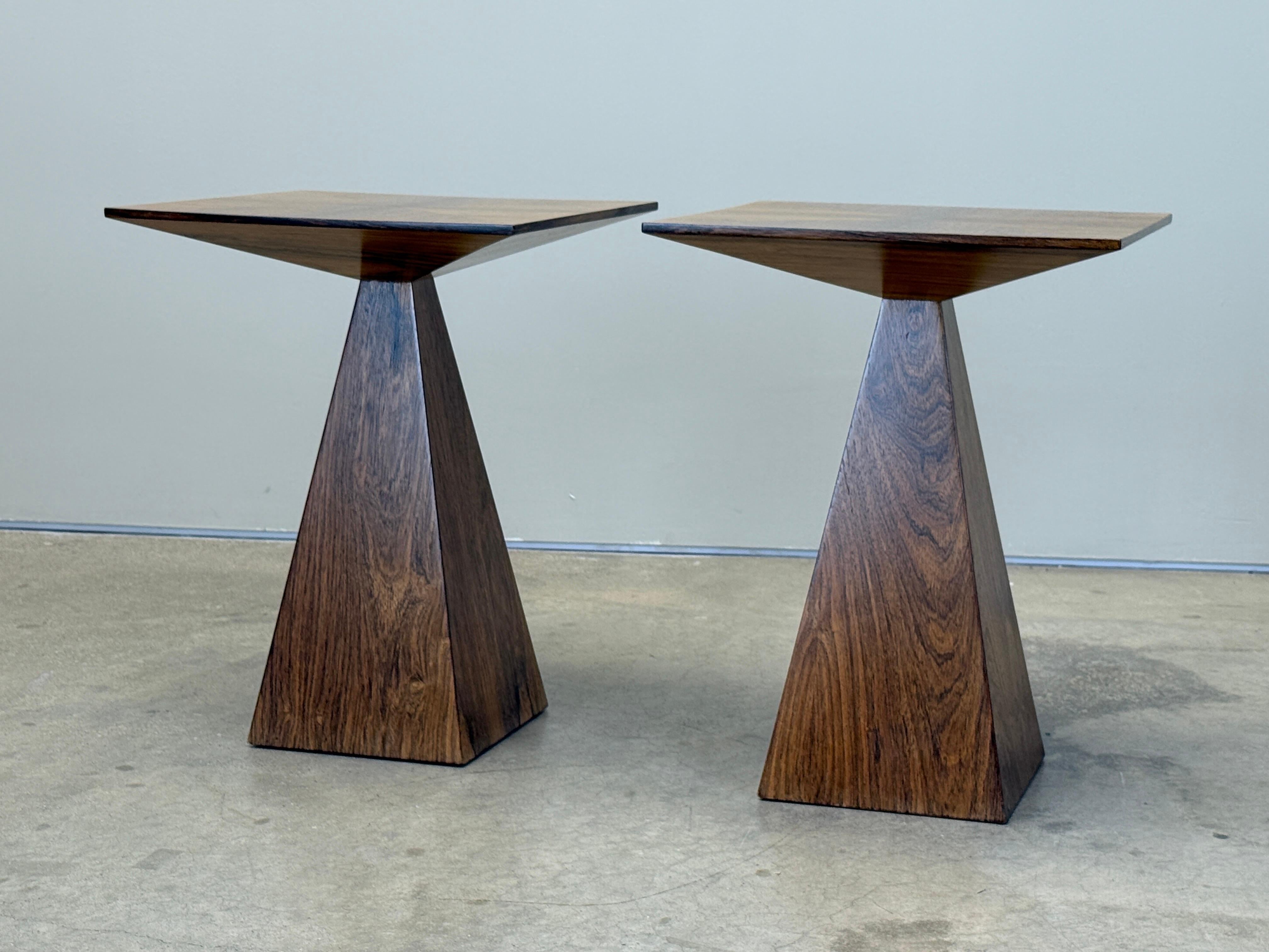 Rare Pair of Rosewood Pyramid Tables by Harvey Probber For Sale 1