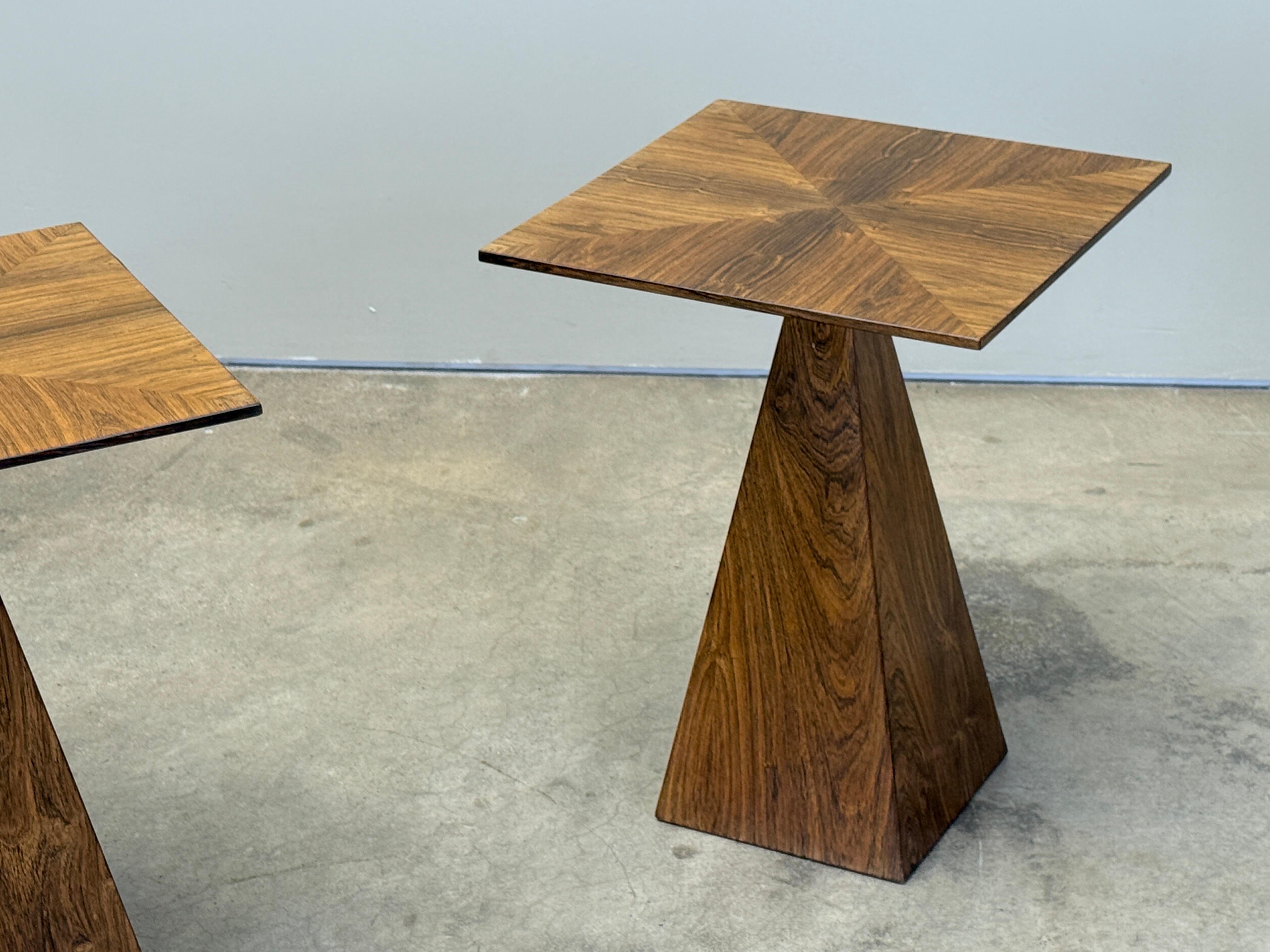 Rare Pair of Rosewood Pyramid Tables by Harvey Probber For Sale 3