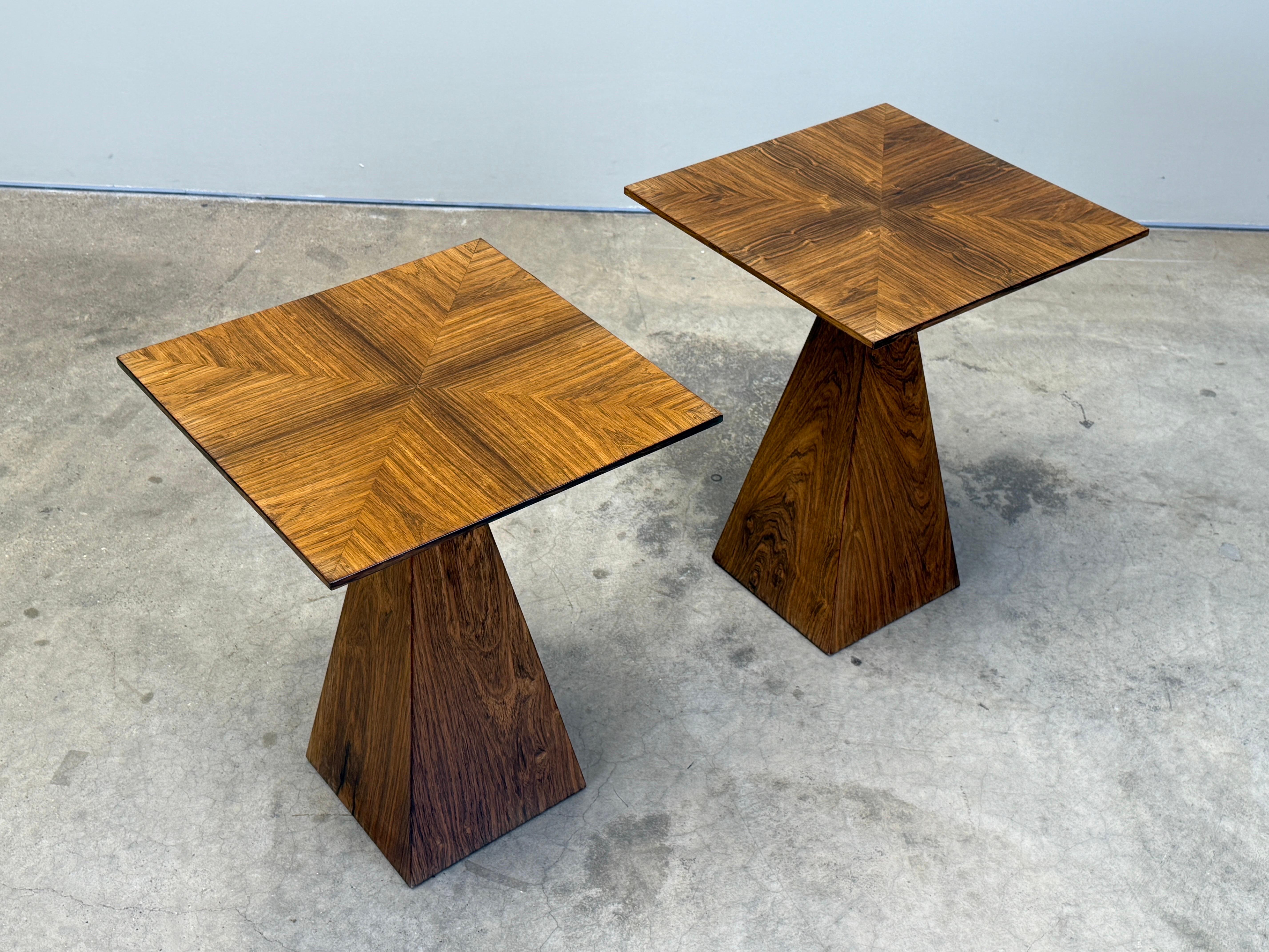 Rare Pair of Rosewood Pyramid Tables by Harvey Probber For Sale 4