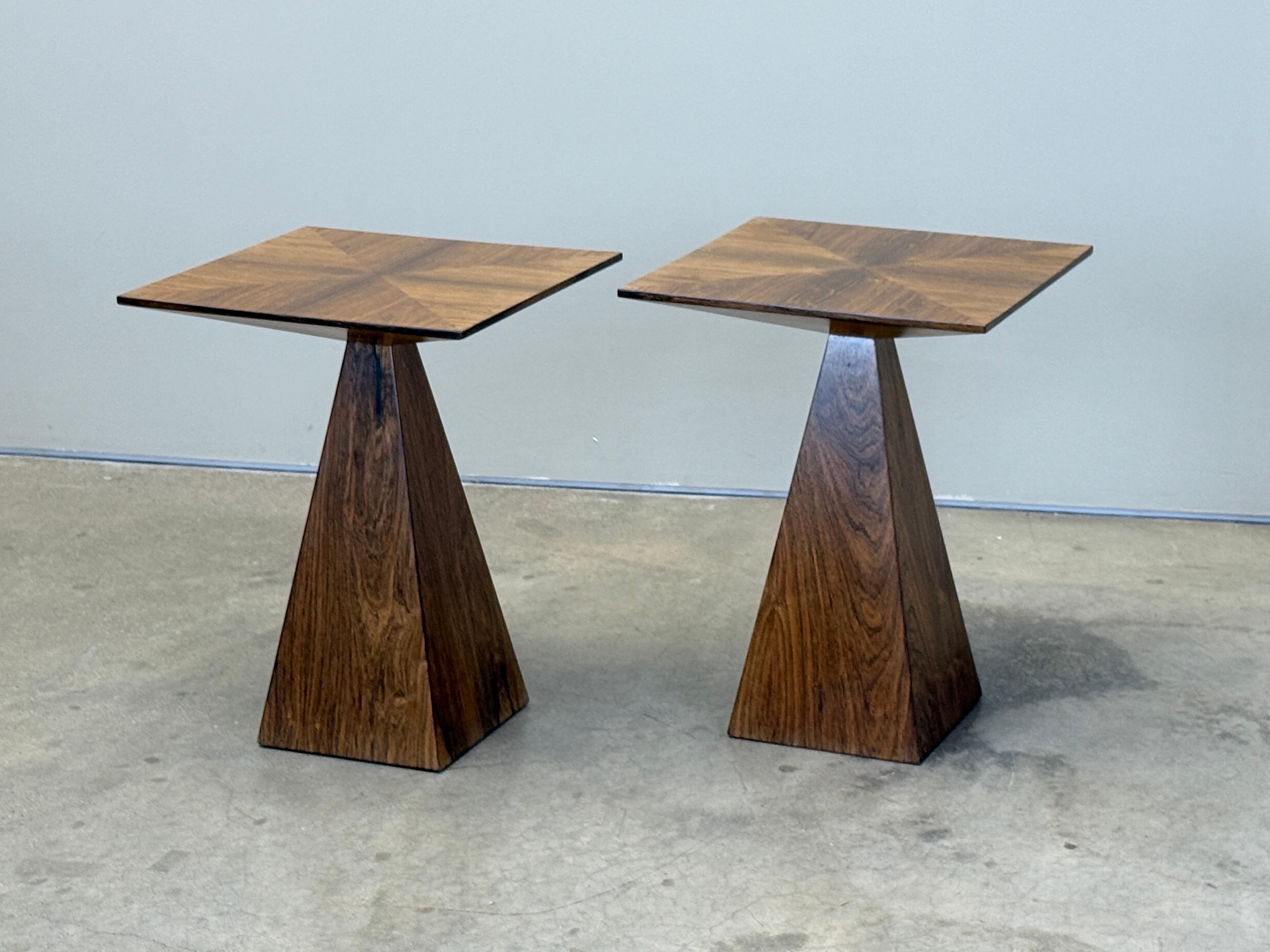 Rare Pair of Rosewood Pyramid Tables by Harvey Probber For Sale 5