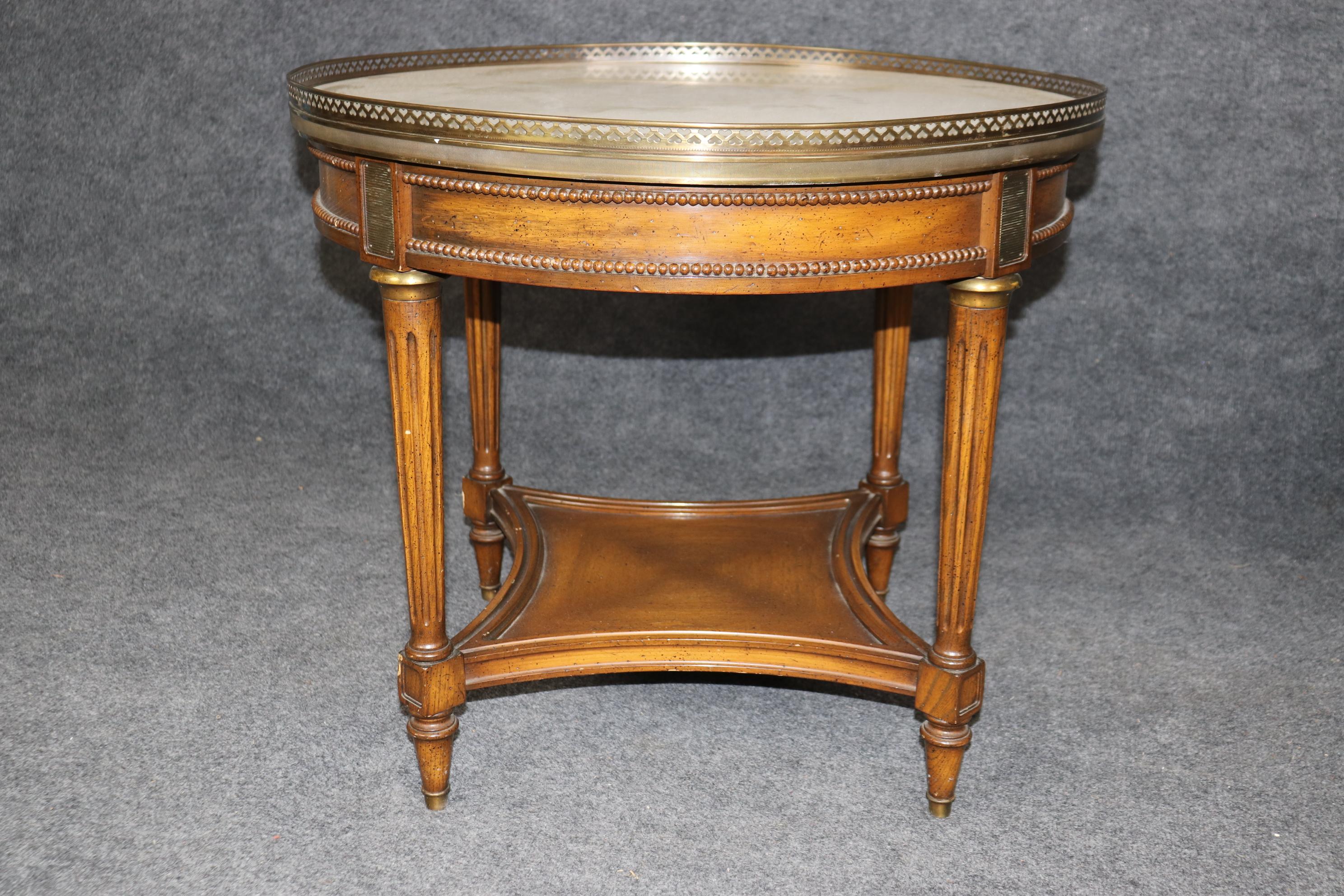 Rare Pair of Round Marble Top French Directoire Gueridons End Tables Circa 1950 5