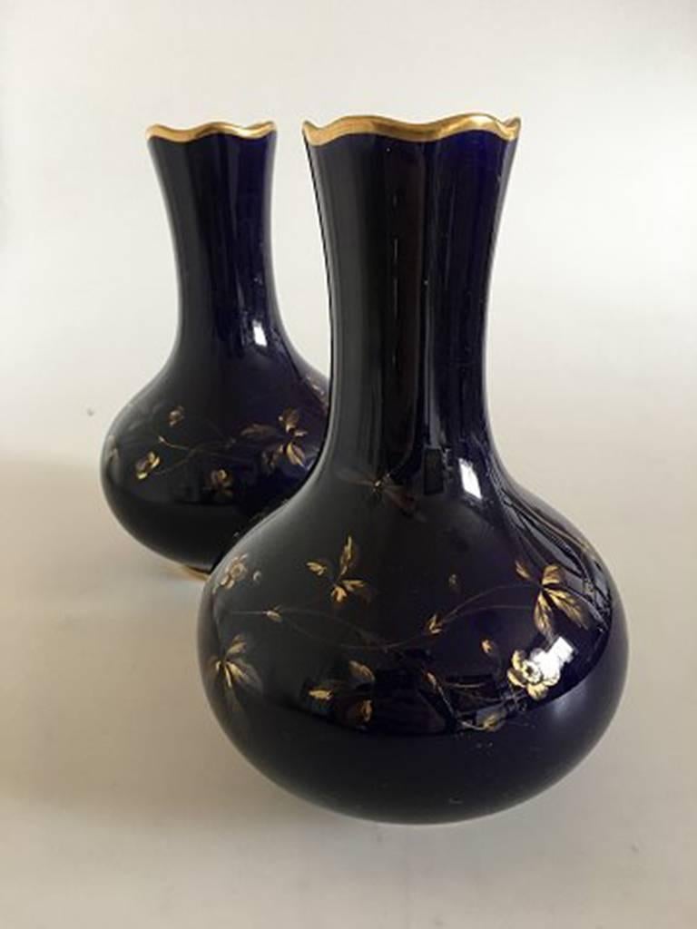 Danish Rare Pair of Royal Copenhagen Art Nouveau Cobolt Blue Vases For Sale
