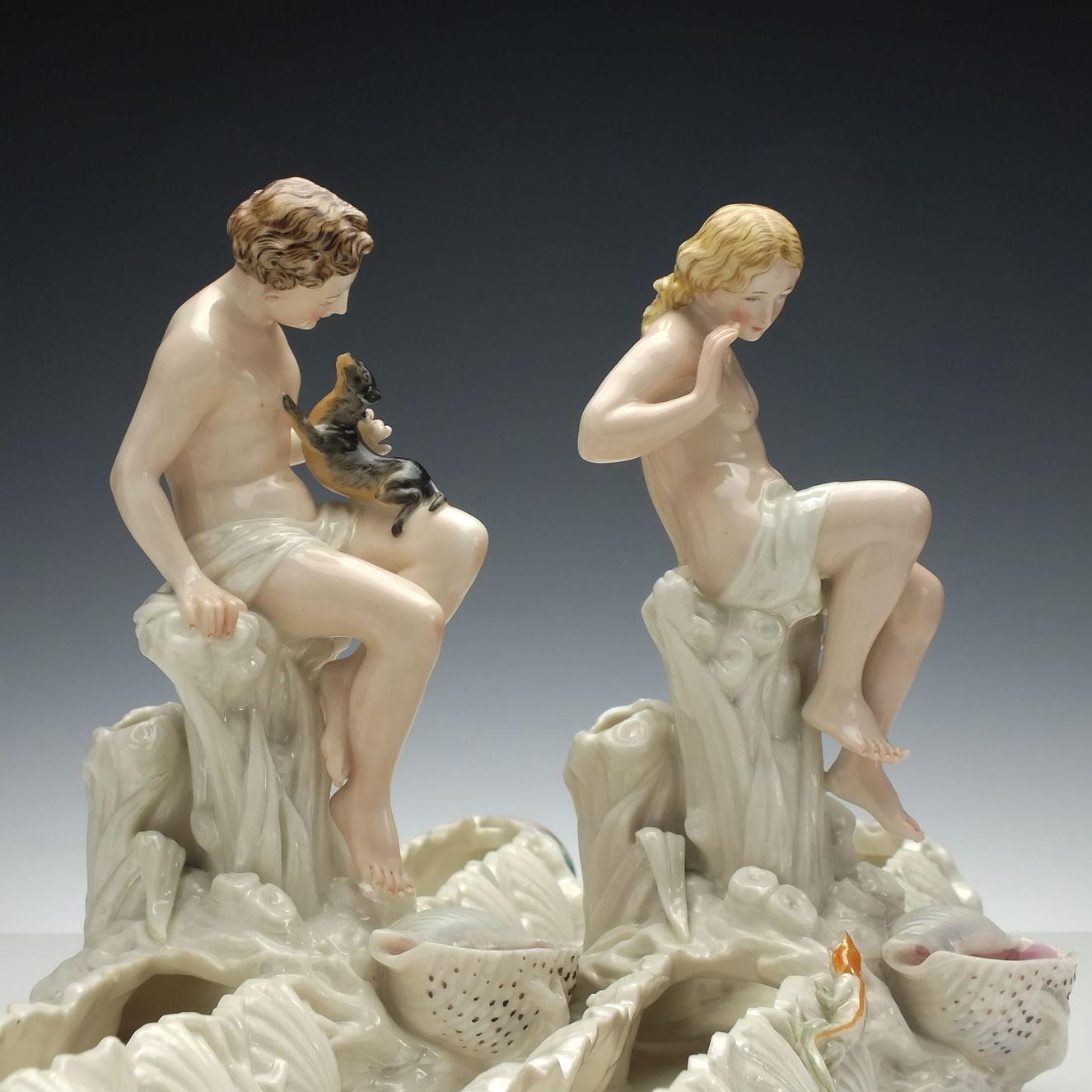 Mid-19th Century Rare Pair of Royal Worcester Porcelain Centrepieces, 1869 For Sale