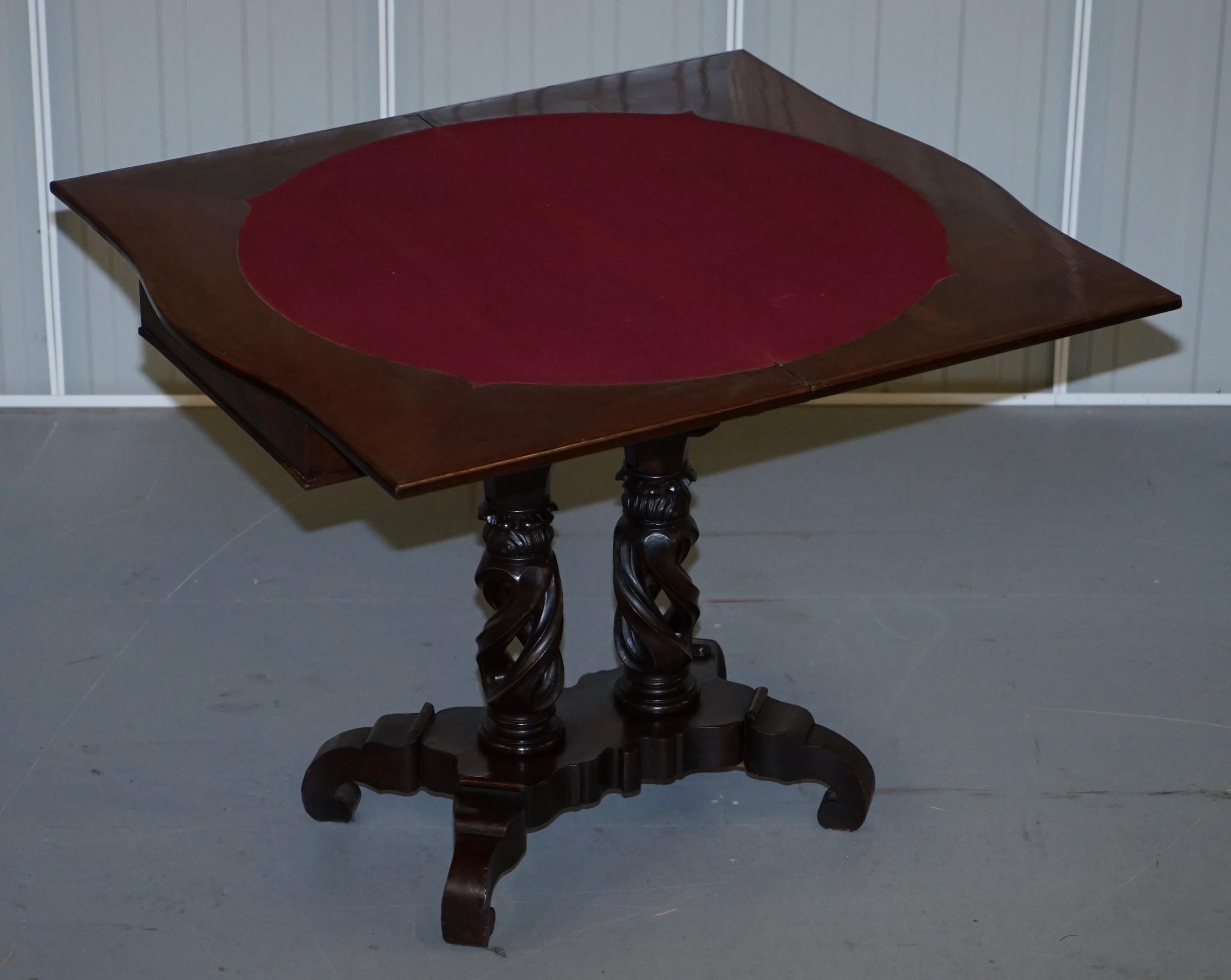 Rare Pair of R.Strahan & Co Dublin Irish Regency Hardwood  Fold over Card Tables 6