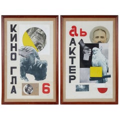 Rare Pair of Russian Avant Garde Collage by Mikhael Menkov