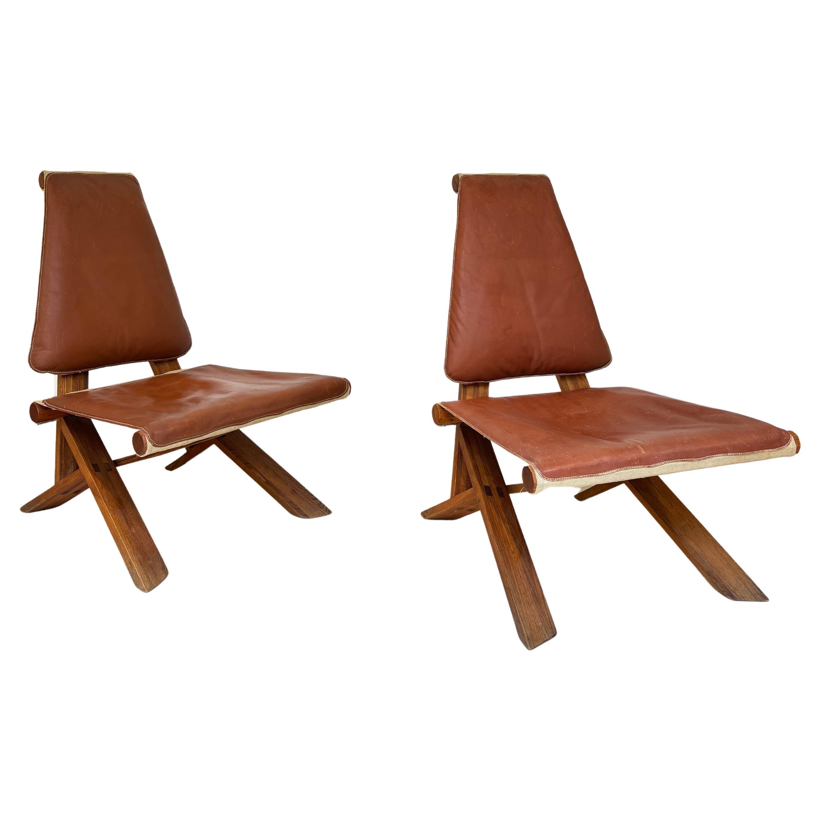 Seltenes Paar einfacher S46-Stühle von Pierre Chapo im Angebot