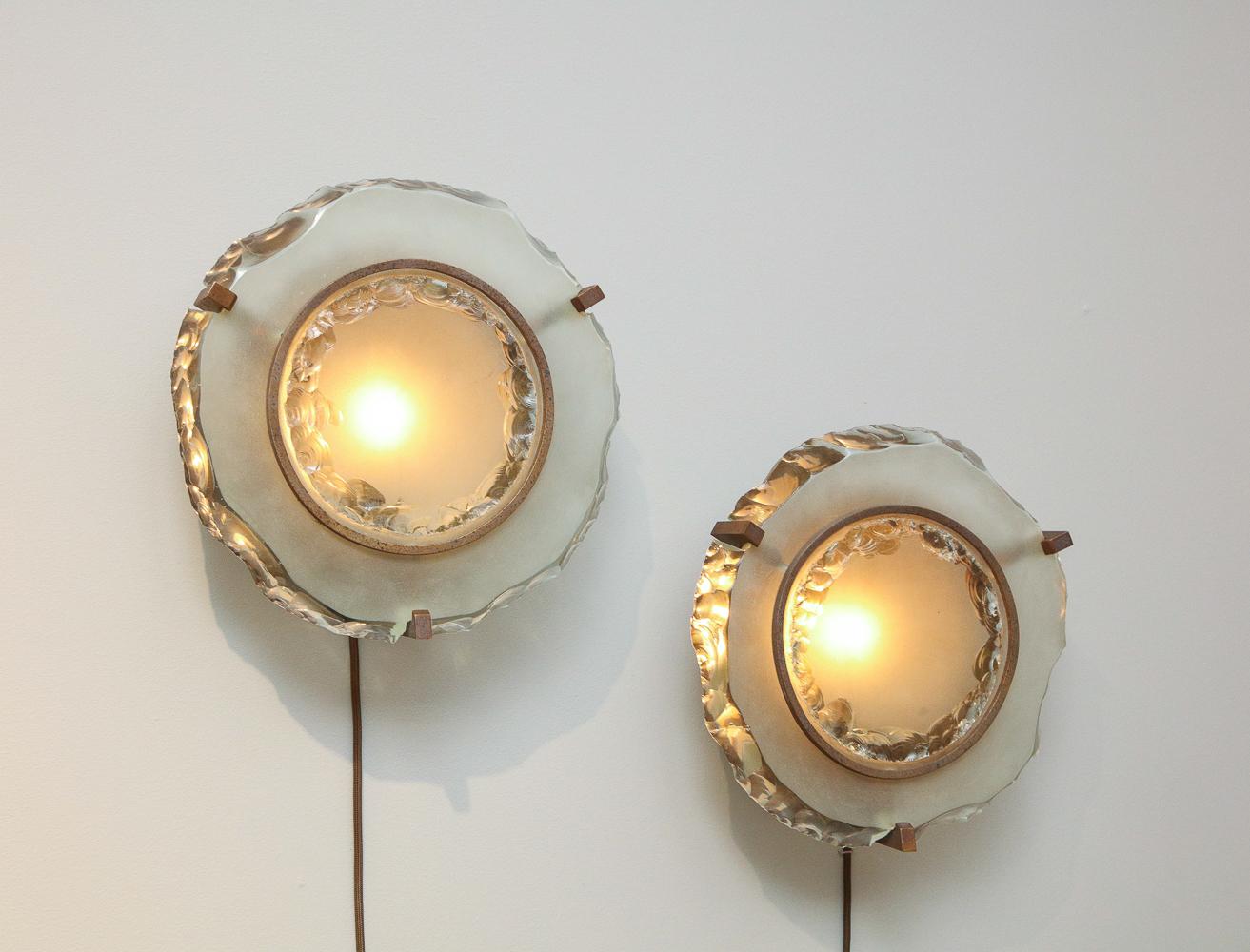 Hand-Crafted Rare Pair of Sconces by Max Ingrand for Fontana Arte