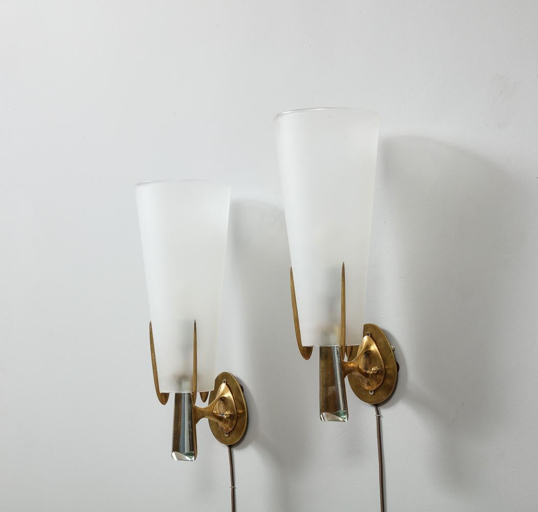 Mid-20th Century Rare Pair of Sconces by Max Ingrand for Fontana Arte