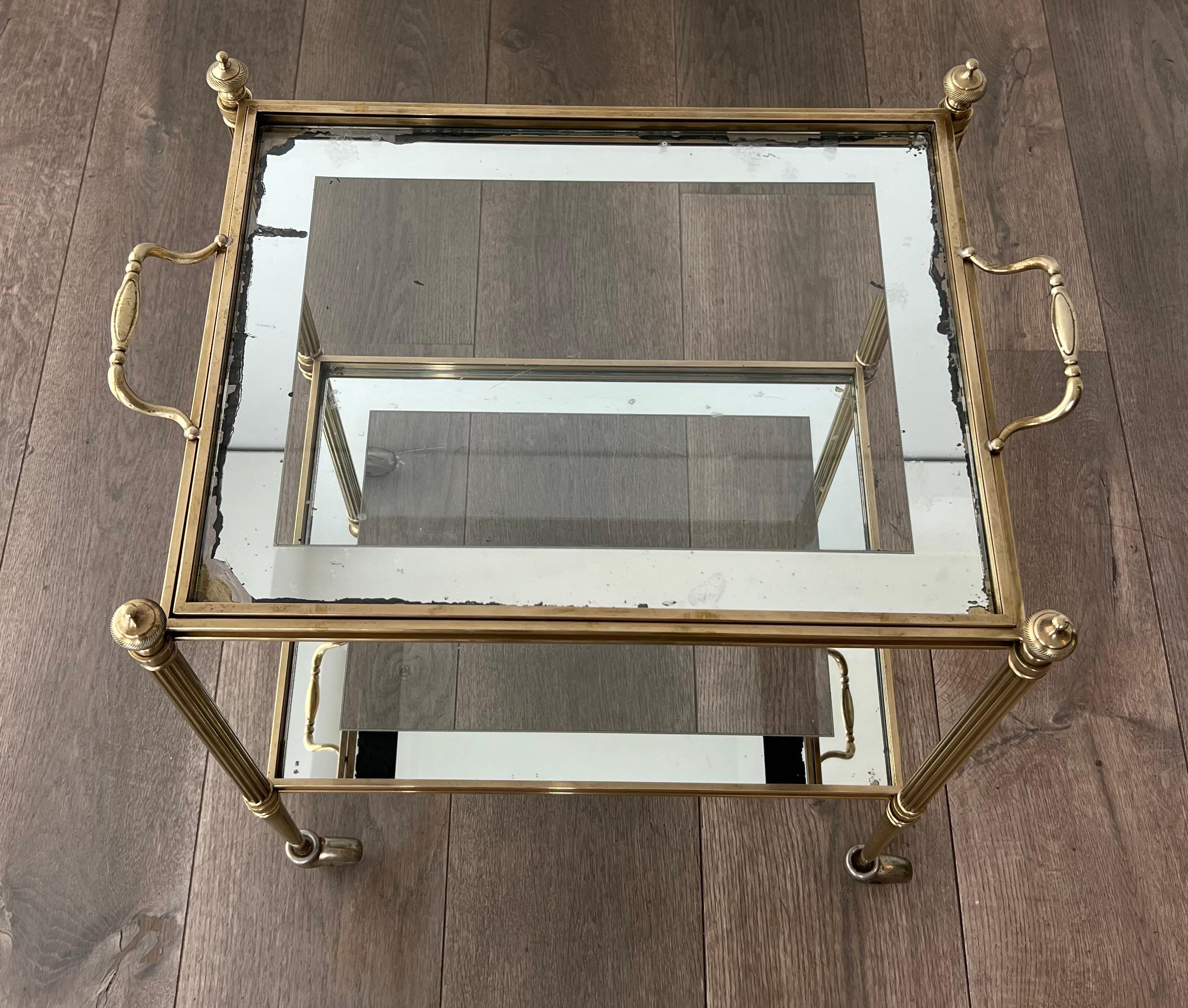 Rare Pair of Side Tables that can be Used as Bar Cart with Removable Upper Trays For Sale 7