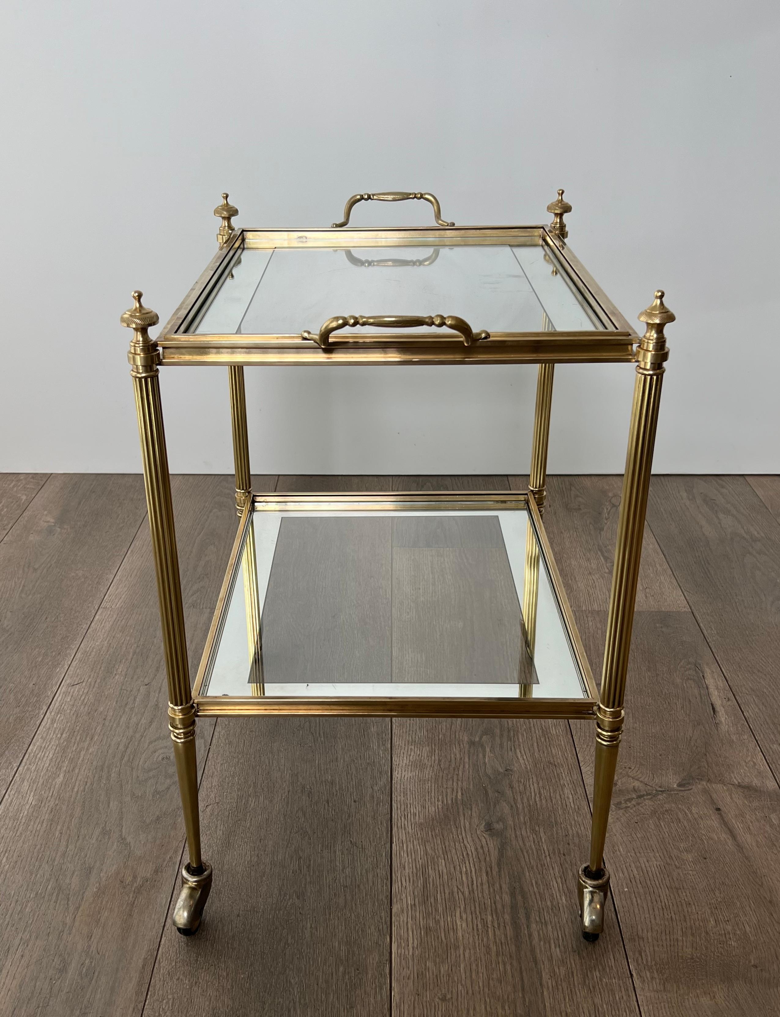Rare Pair of Side Tables that can be Used as Bar Cart with Removable Upper Trays For Sale 8