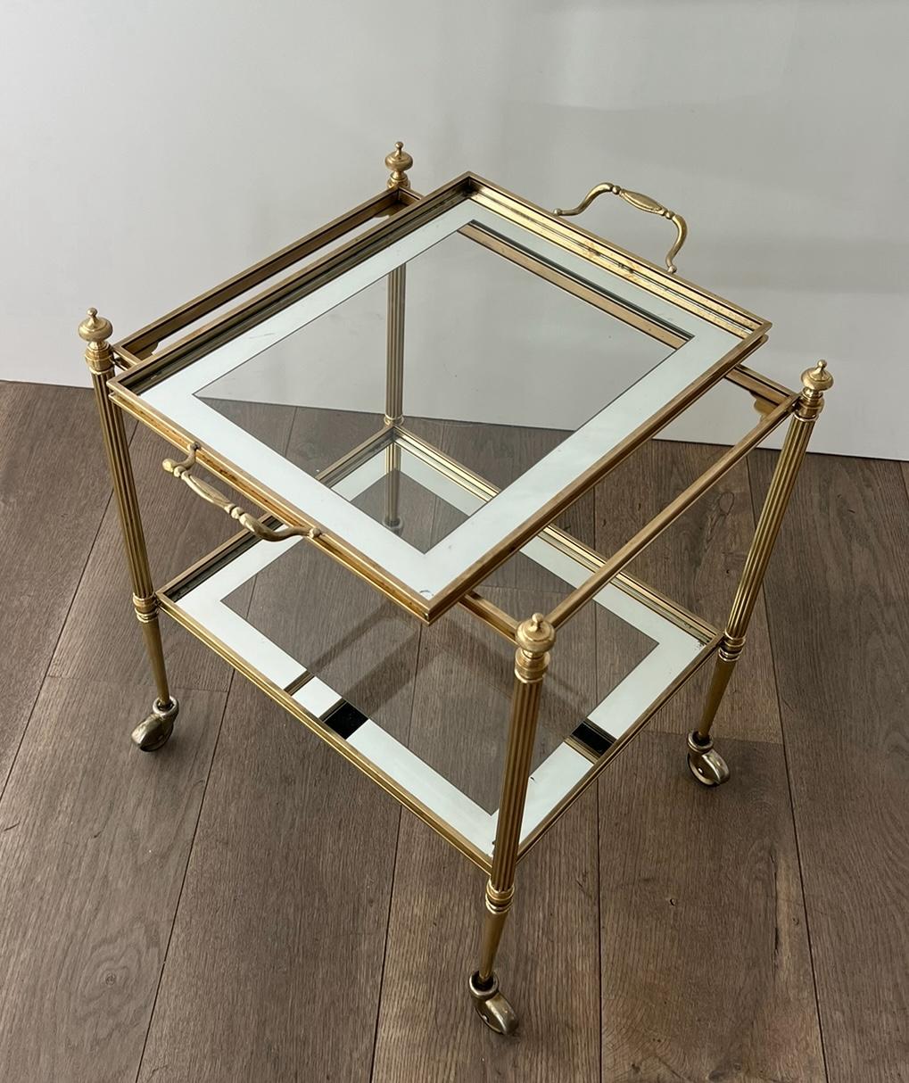 Mid-20th Century Rare Pair of Side Tables that can be Used as Bar Cart with Removable Upper Trays For Sale
