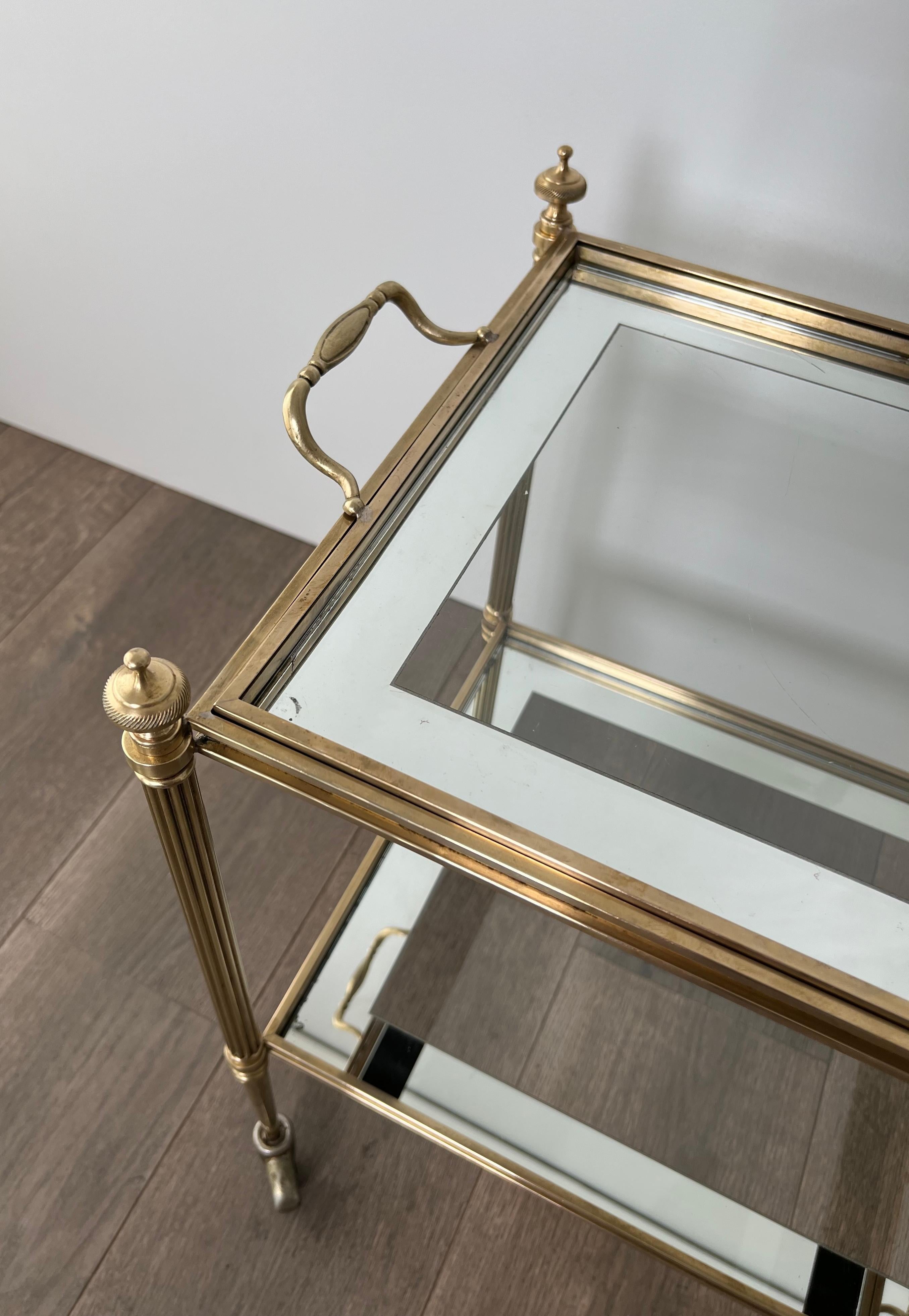 Rare Pair of Side Tables that can be Used as Bar Cart with Removable Upper Trays For Sale 1