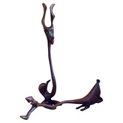 Seltenes Paar signierter Knud Albert Danish Biomorphic Wood Animal Sculptures