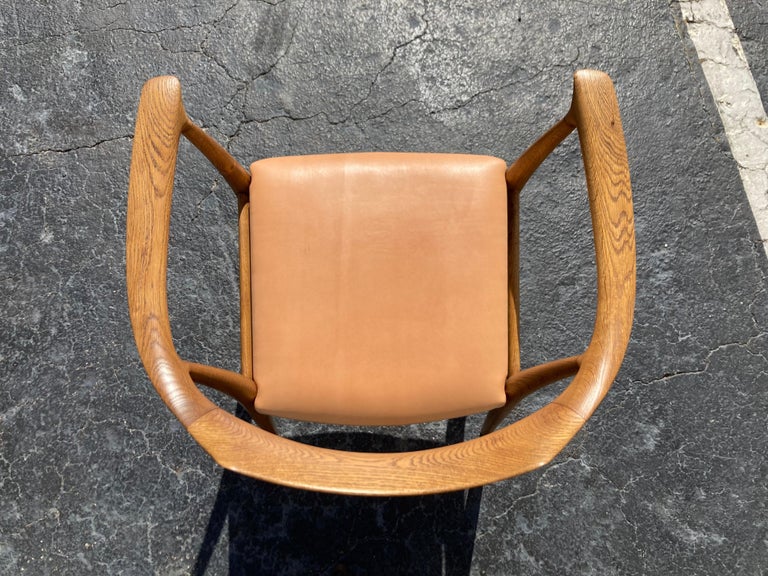 Rare Pair of Sigurd Ressell Arm Chairs for Niels Vodder, Oak and Leather For Sale 8