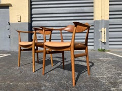 Rare Pair of Sigurd Ressell Arm Chairs for Niels Vodder, Oak and Leather