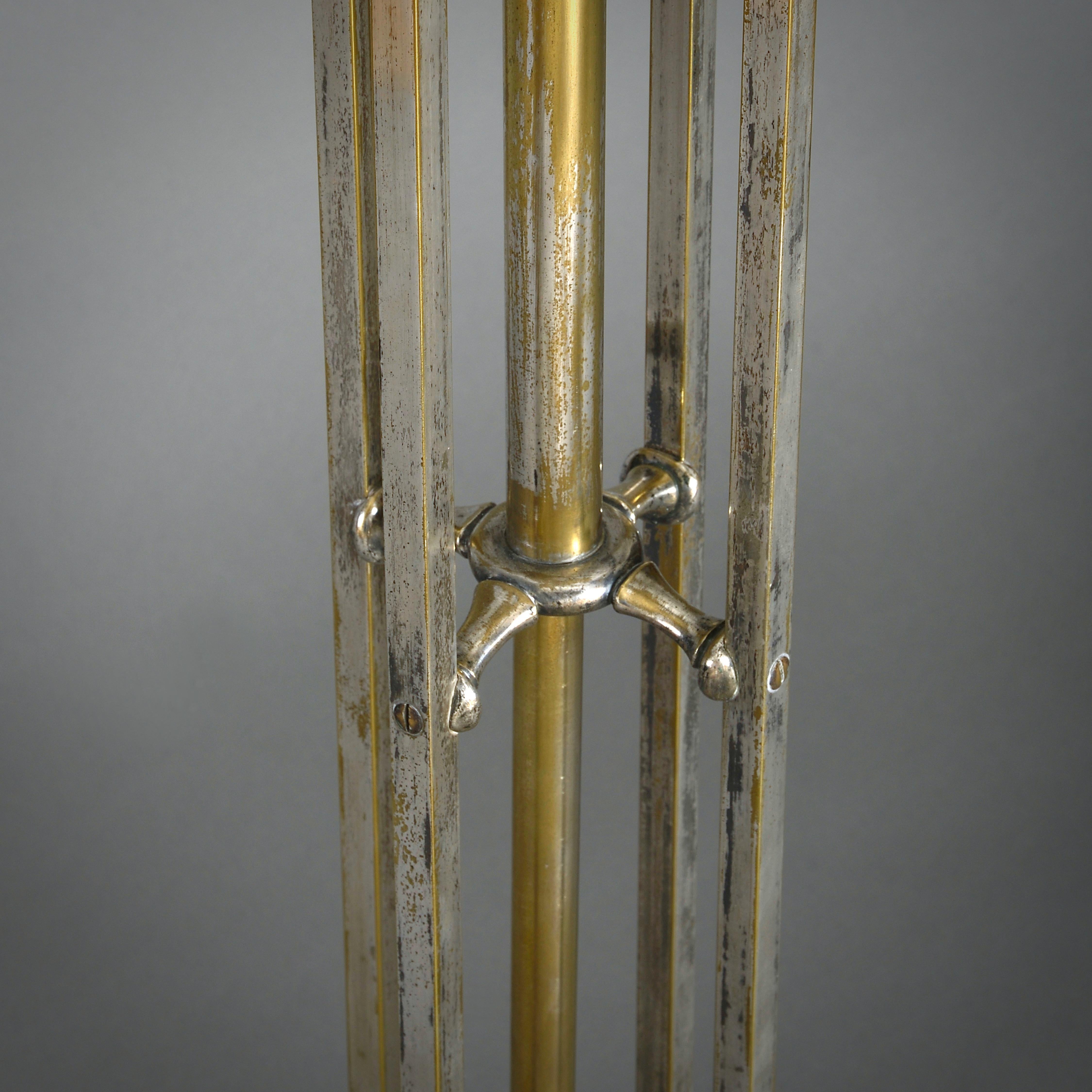 Rare Pair of Silvered Brass Standard Lamps by W.A.S. Benson In Good Condition For Sale In London, GB