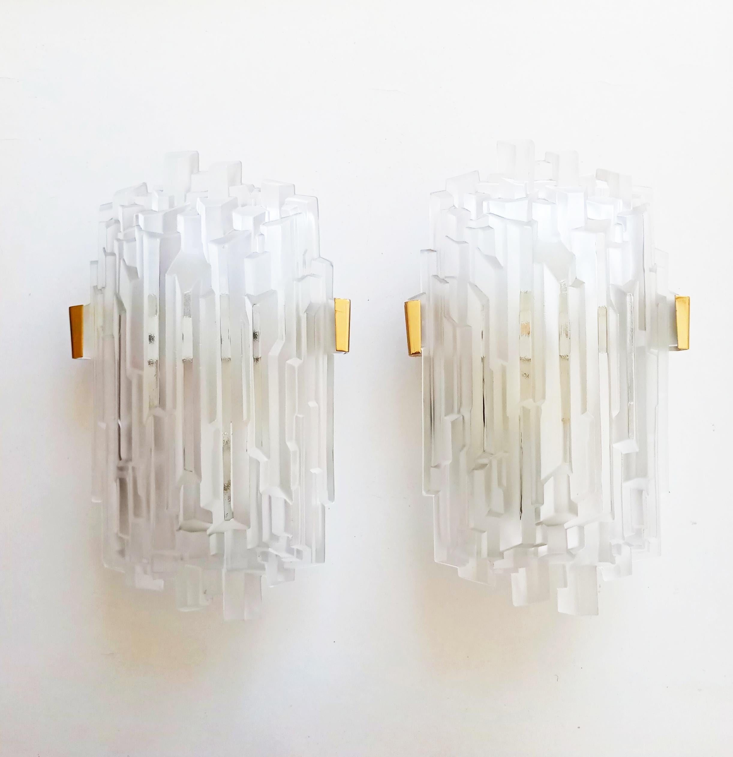 Beautiful and rare pair of skyscraper sconces manufactured in France in 1960s. In perfect vintage condition.