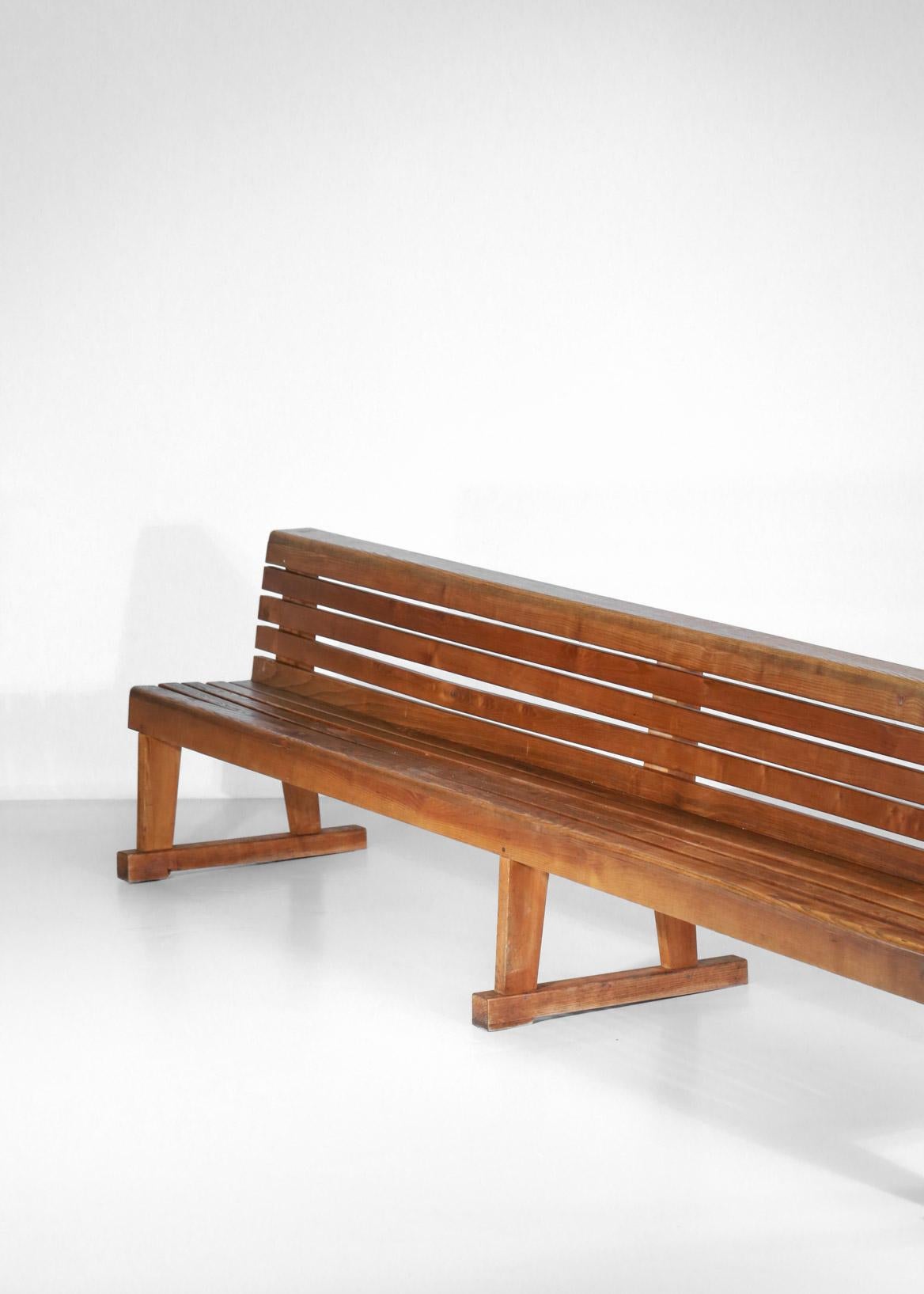 Rare Pair of Solid and Large Oak French Church Bench from the 1960s Pews For Sale 3