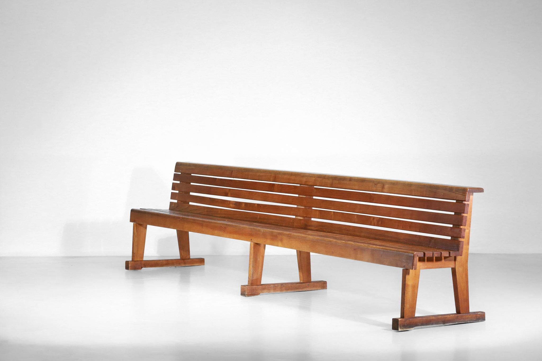 Rare Pair of Solid and Large Oak French Church Bench from the 1960s Pews For Sale 4