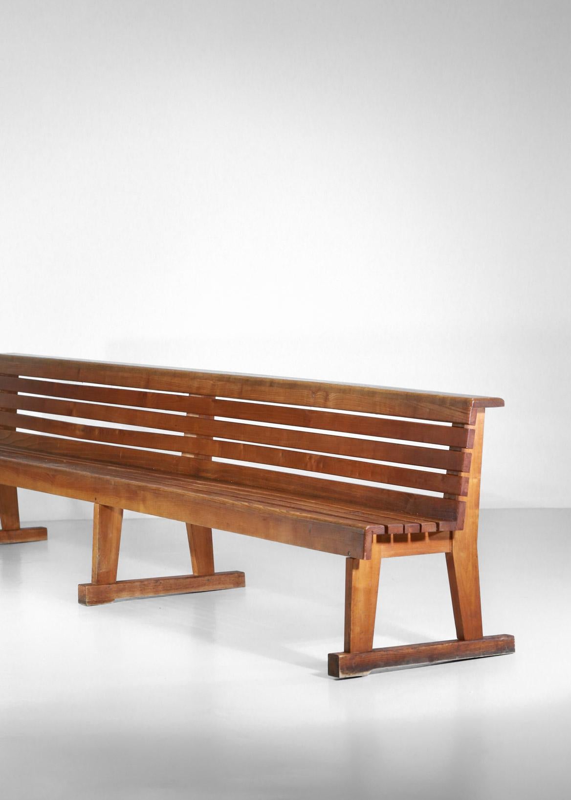 Rare Pair of Solid and Large Oak French Church Bench from the 1960s Pews For Sale 5