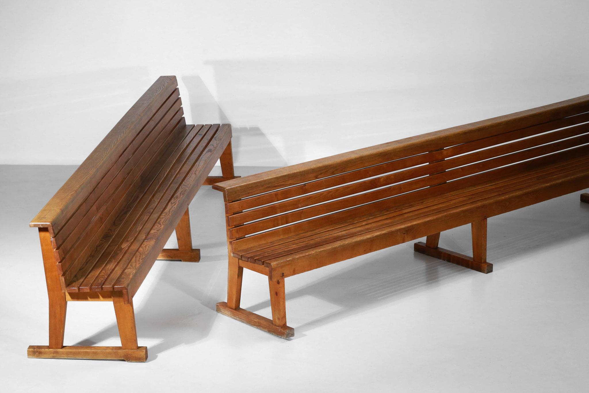 Rare Pair of Solid and Large Oak French Church Bench from the 1960s Pews For Sale 6