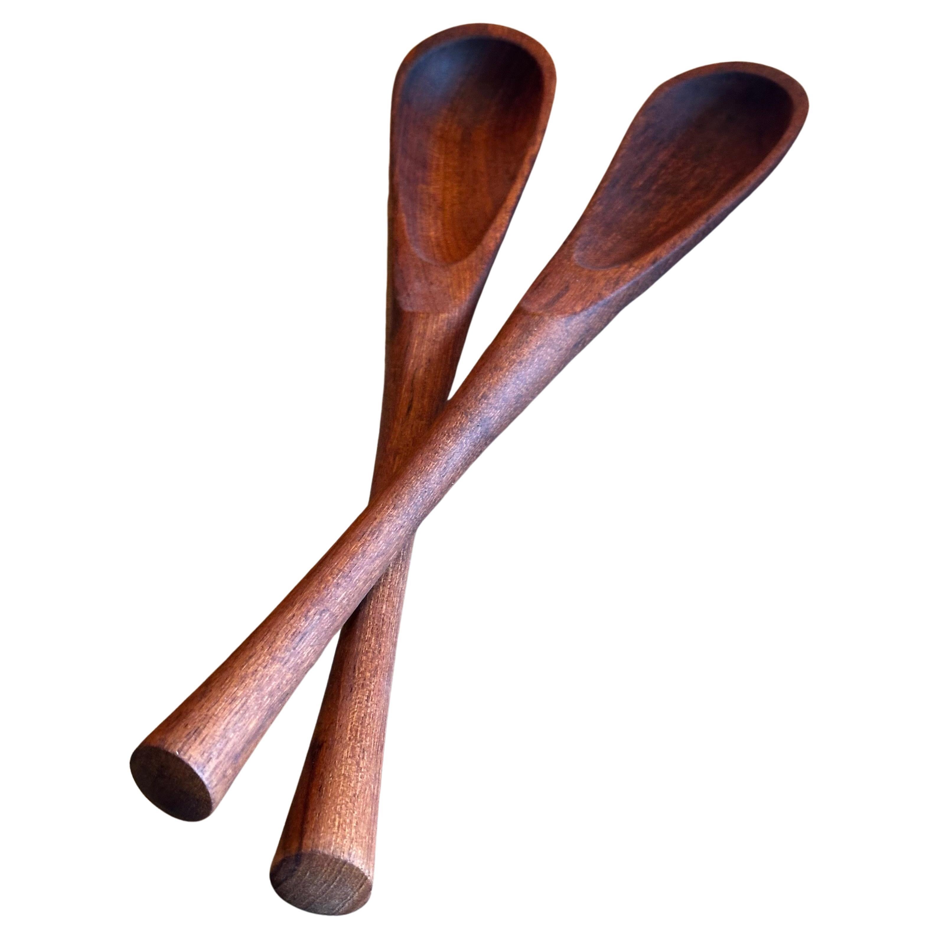 Rare Pair of Solid Teak Salad Servers by Jens Quistgaard for Dansk 7