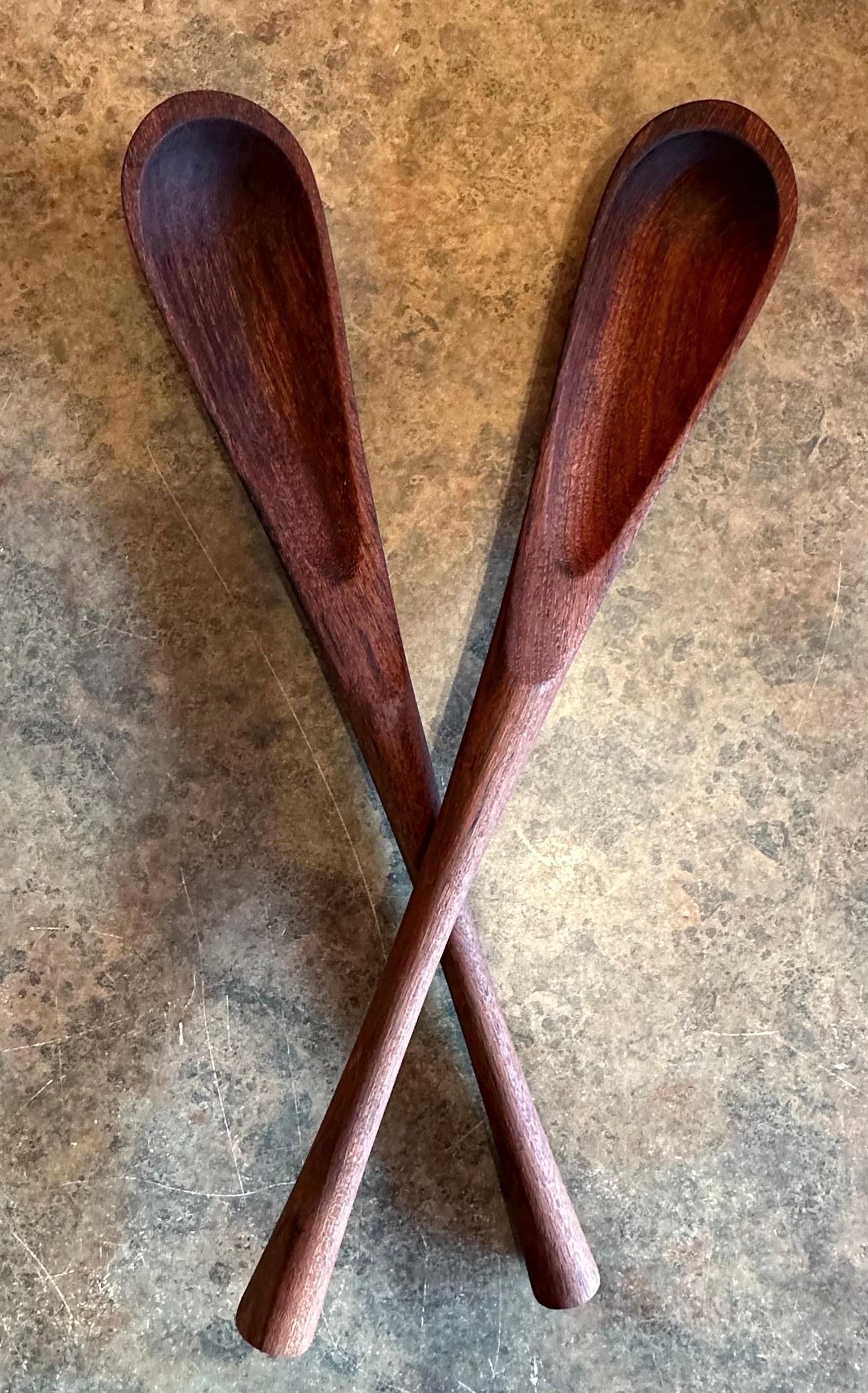 Rare Pair of Solid Teak Salad Servers by Jens Quistgaard for Dansk In Good Condition In San Diego, CA
