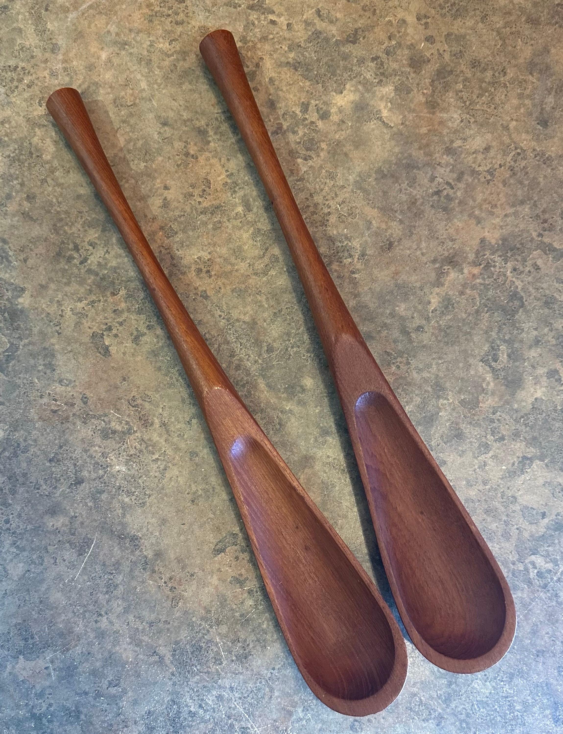 Rare Pair of Solid Teak Salad Servers by Jens Quistgaard for Dansk For Sale 1