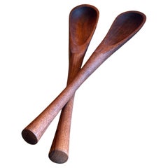 Rare Pair of Solid Teak Salad Servers by Jens Quistgaard for Dansk