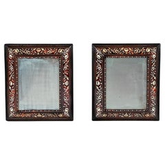 Rare Pair of Spanish Colonial 18th Century Tortoiseshell Enconchado Mirrors, Per
