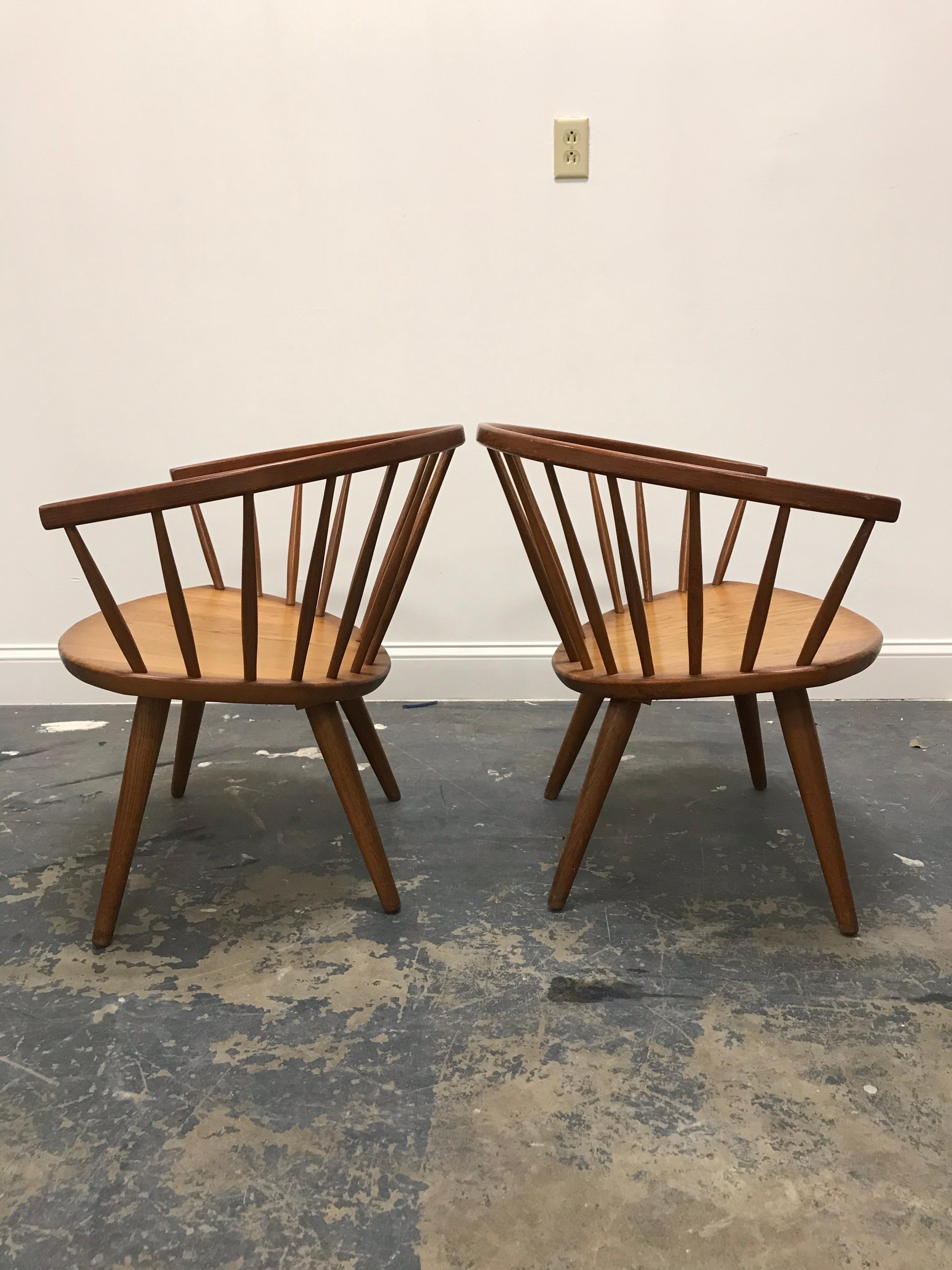 Swedish Rare Pair of Spindle Back “Arka” Lounge Chairs by Yngve Ekström
